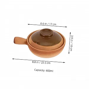 Горшок глиняный традиционный с крышкой 600 мл портативный synthetic.ua - Фото 1