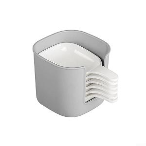 Миски 6 шт з підставкою, білі, для соусів та десертів, 5 x 9.2 x 8 см - Фото 1
