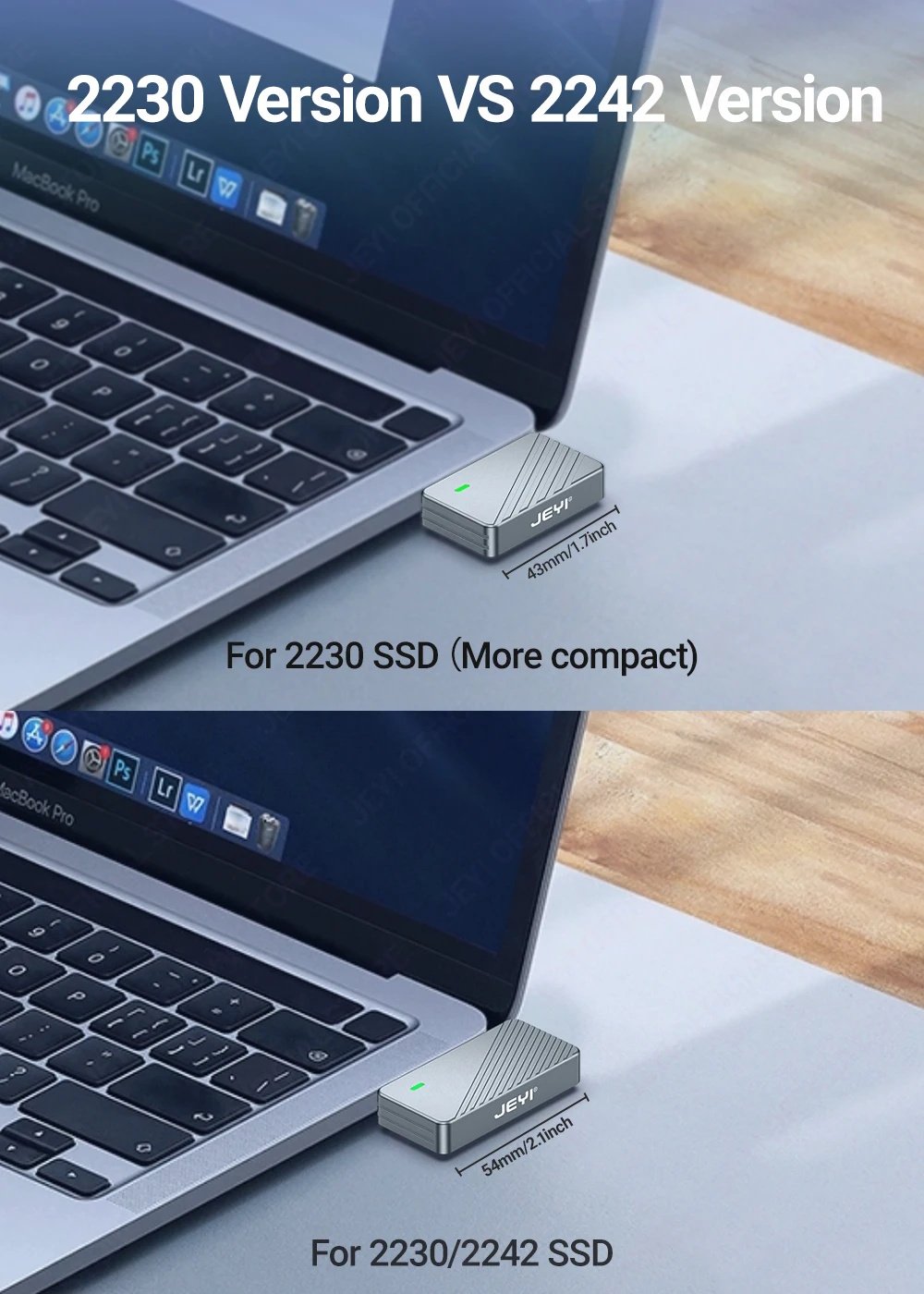 Зовнішній адаптер JEYI 2230L M.2 NVMe 2230 PCIe SSD to USB 3.2 Gray, фото №6