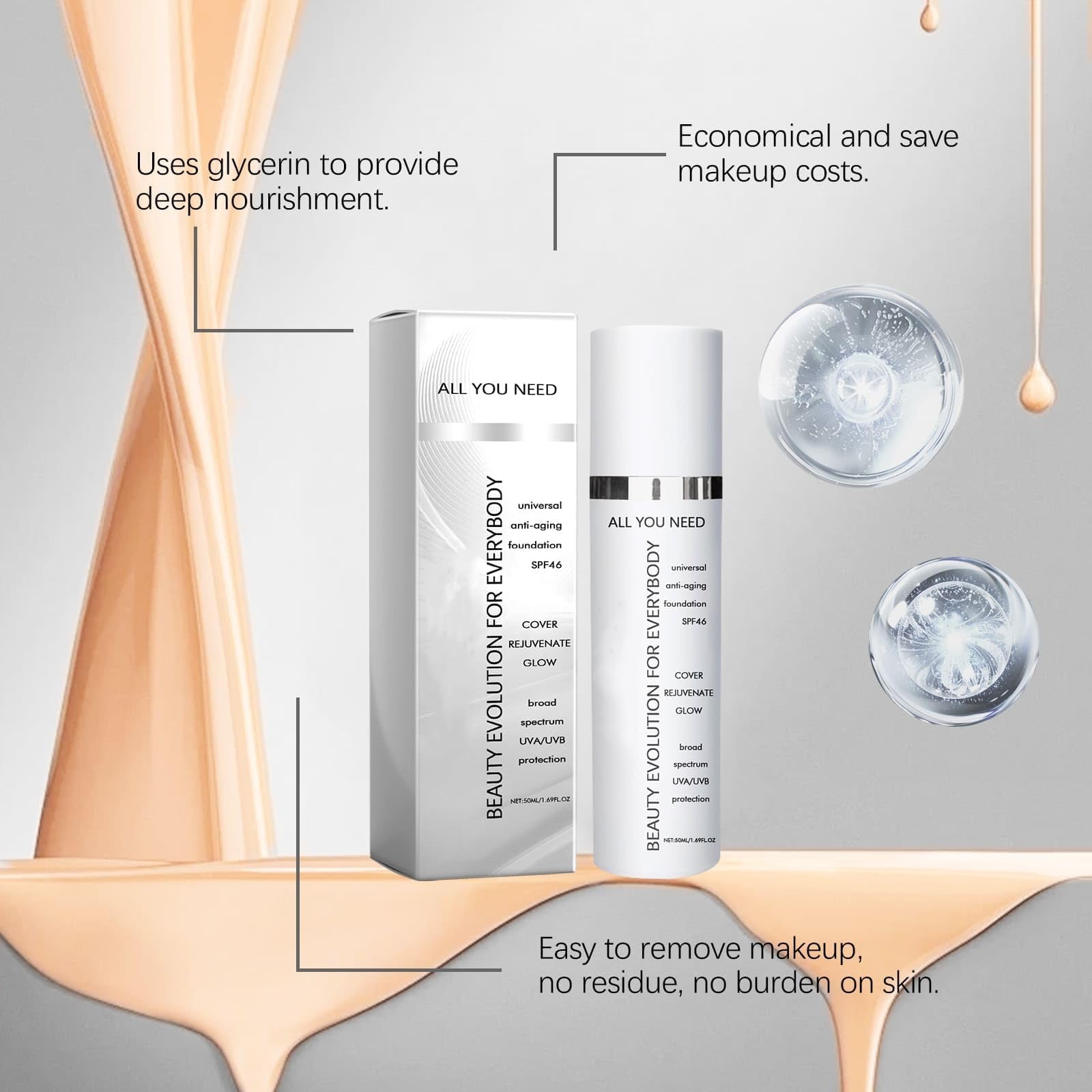 Крем-флюид Evonex Age Defying Foundation Universal Tint Light Sheer Coverage Tinted Face Sunscreen Anti-Ageing Moisturiser (2 Штуки), фото №6 Крем-флюид Evonex Age Defying Foundation Universal Tint Light Sheer Coverage Tinted Face Sunscreen Anti-Ageing Moisturiser (2 Штуки), фото №6