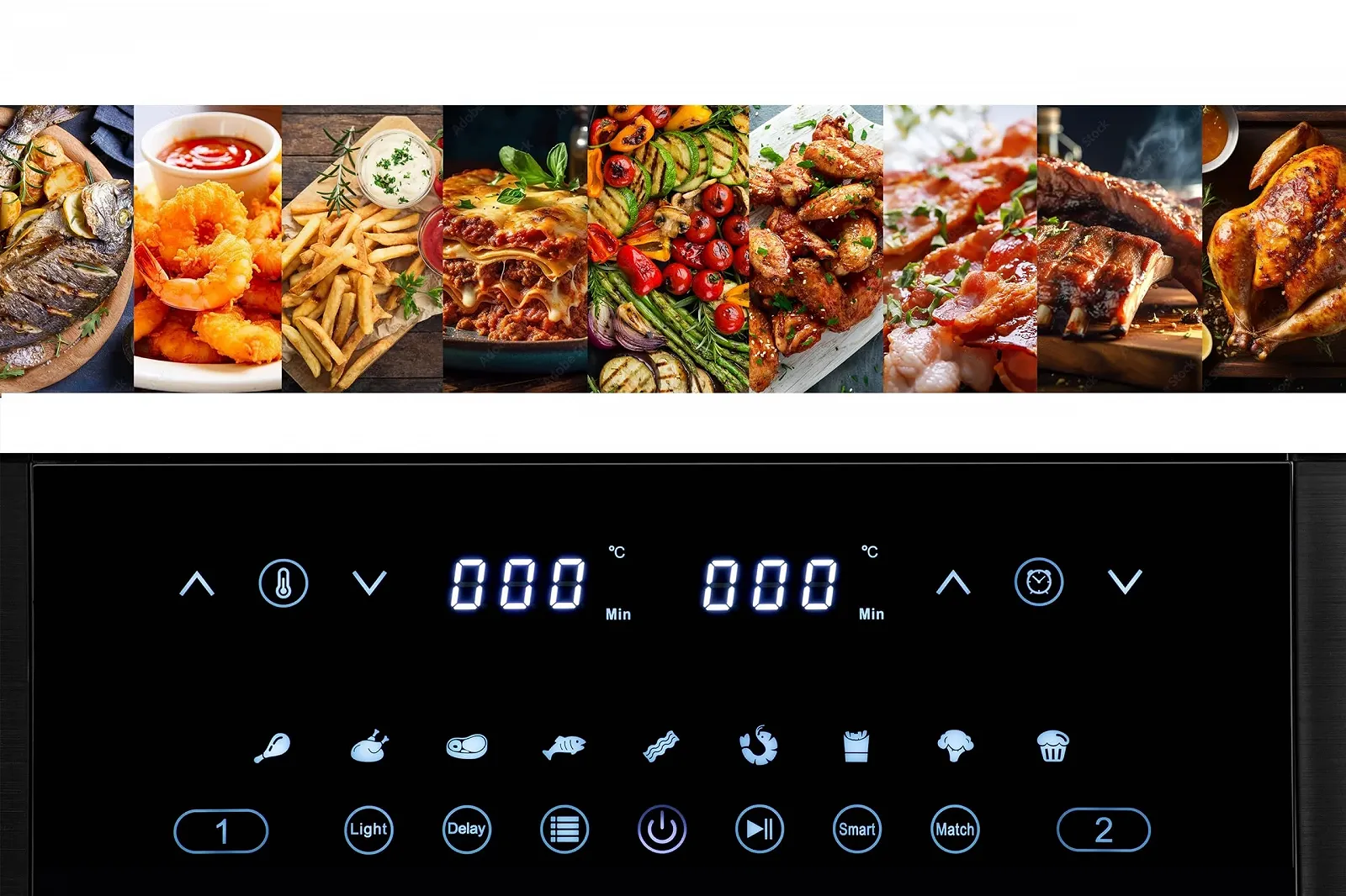 Мультипечь Linsar Dual Zone 8 л 2 корзины Смотровое окно Сенсорный экран 9 программ Dual Cook Sync Ready Technology 2570-3040 Вт Черная, фото №5 Мультипечь Linsar Dual Zone 8 л 2 корзины Смотровое окно Сенсорный экран 9 программ Dual Cook Sync Ready Technology 2570-3040 Вт Черная, фото №5