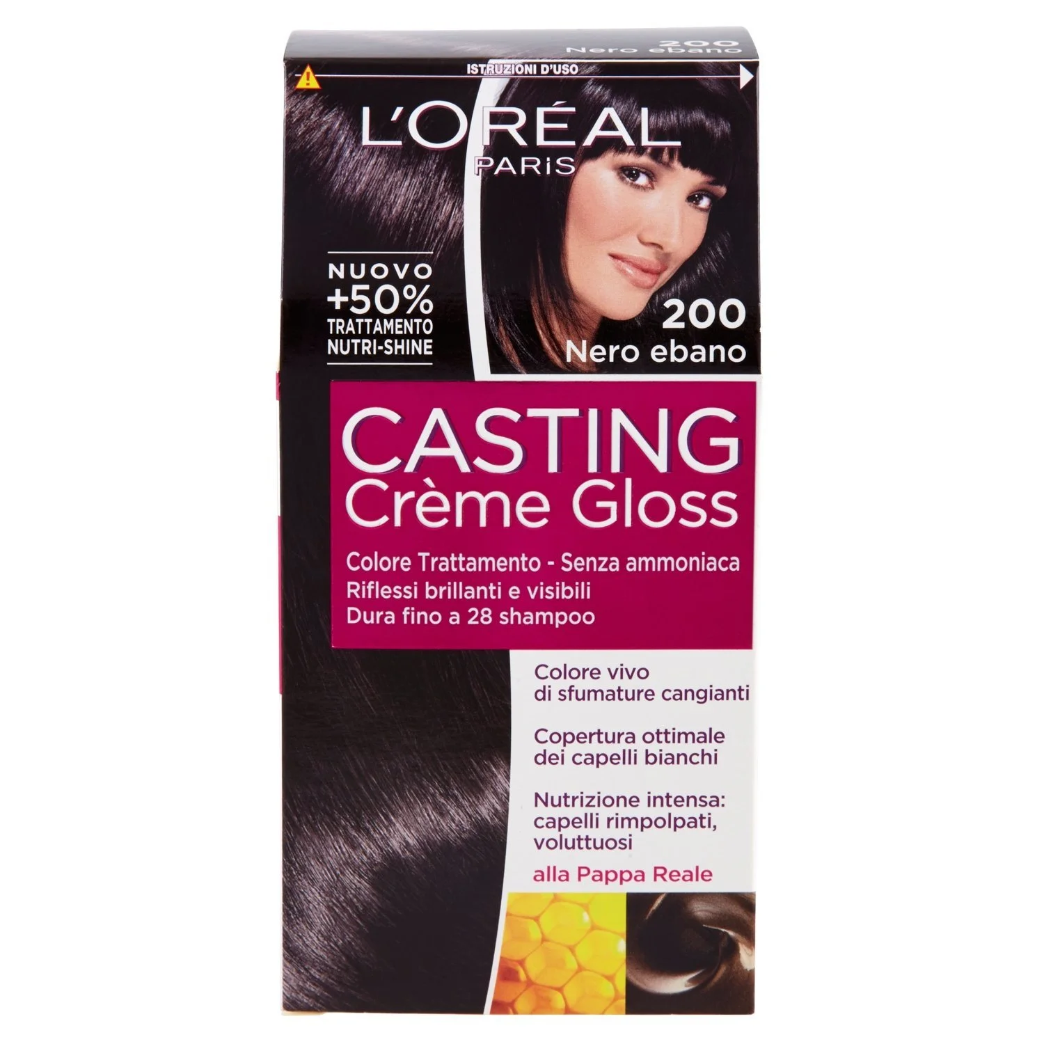 Крем-фарба для волосся L'OREAL Casting 200 Чорне ебенове дерево без аміаку, фото №2 Крем-фарба для волосся L'OREAL Casting 200 Чорне ебенове дерево без аміаку, фото №2