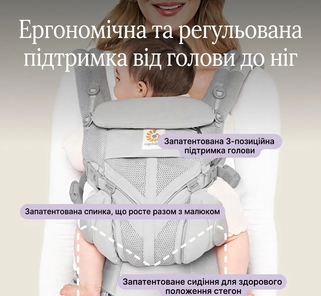 Дитячий рюкзак-переноска Ergobaby Omni 360 Cool Air Mesh Чорний, фото №3