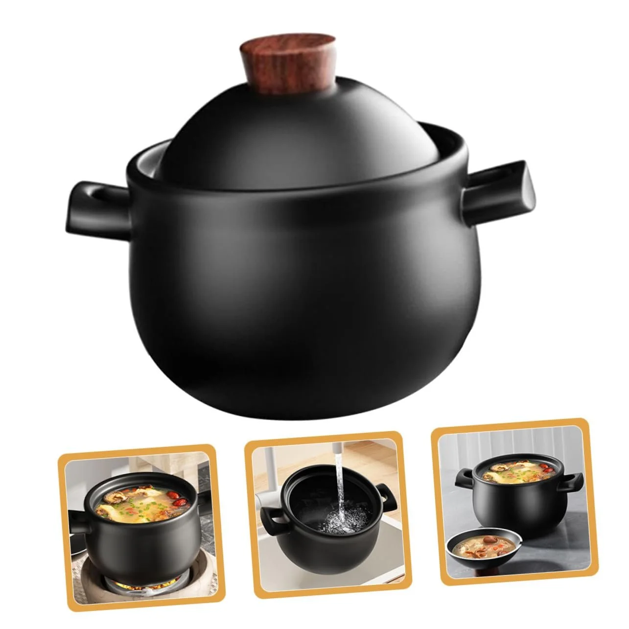 Кастрюля керамическая термостойкая большая для газовой плиты, фото №8