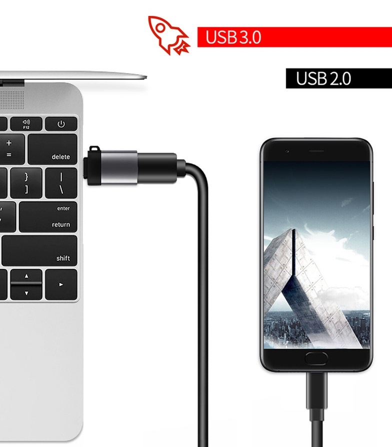 Адаптер Переходник Type-C мама на USB GT Gray 45830595, фото №3