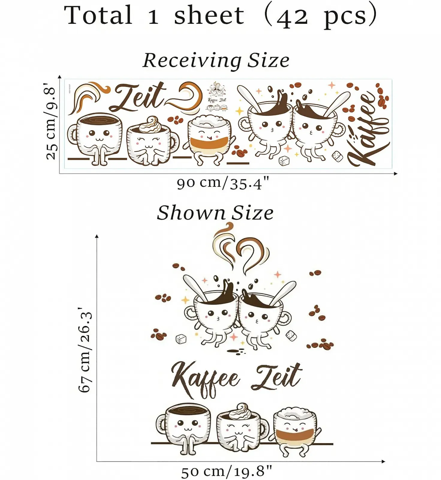 Наклейка на стіну KAIRNE Кава та кавові зерна Коричнева, фото №6
