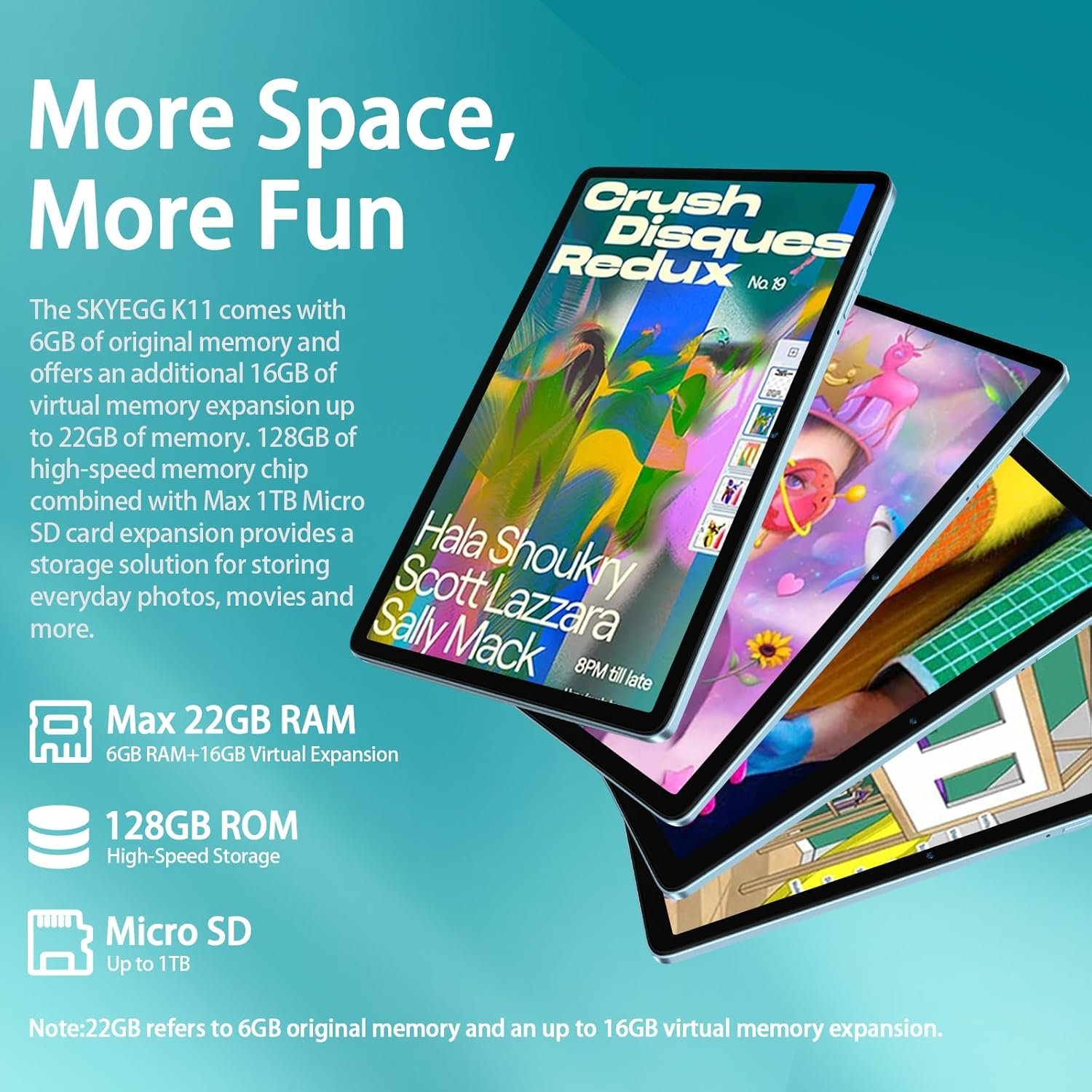 Планшет 10.1" SKYEGG K11 (6+16)/128Gb Android 14 8000 mAh Голубой, фото №3