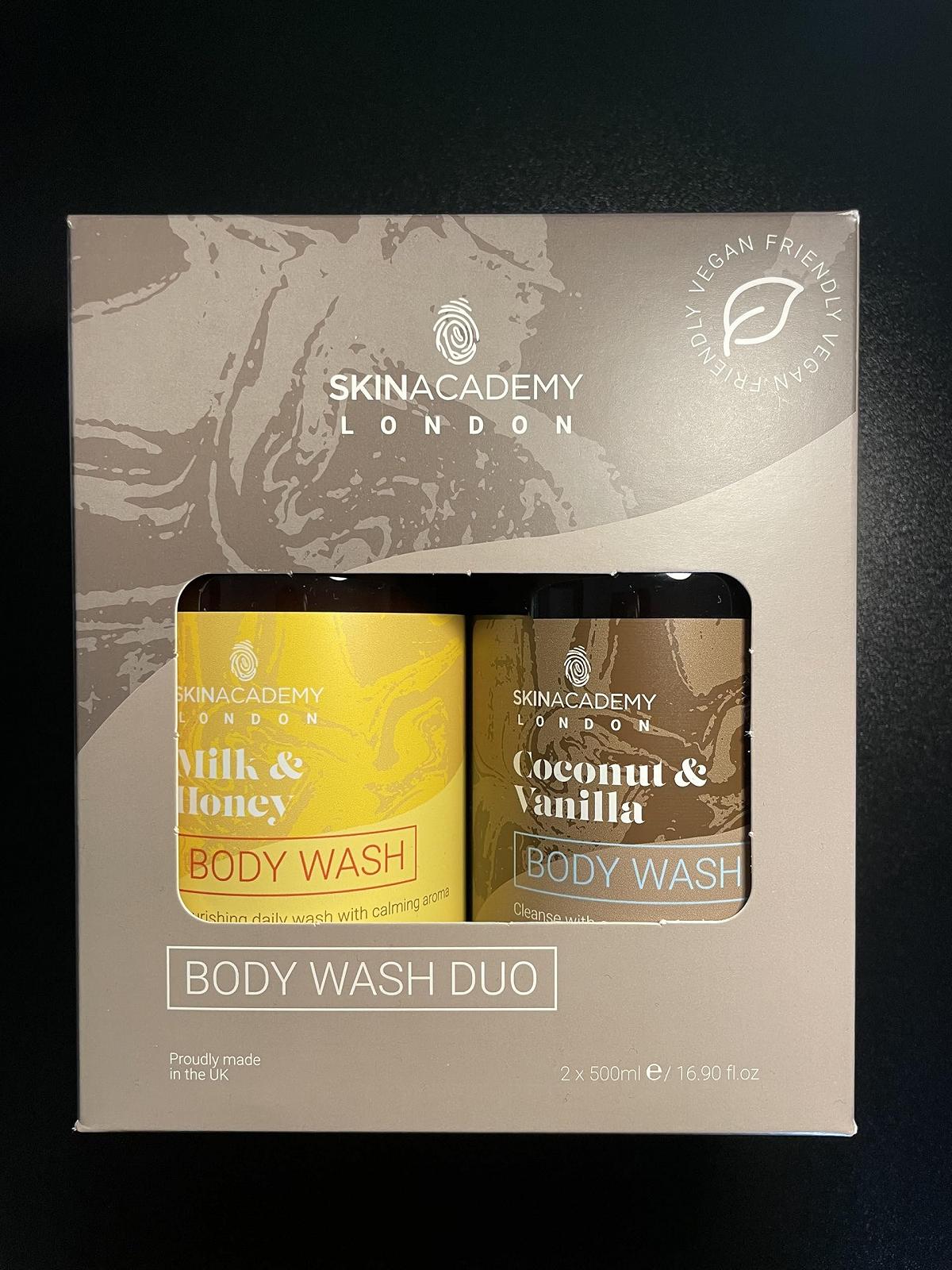 Гель для душу Skin Academy London Coconut & Vanilla + Milk & Honey Набір з 2 шт., фото №1 Гель для душу Skin Academy London Coconut & Vanilla + Milk & Honey Набір з 2 шт., фото №1
