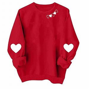 Легкая женская толстовка с длинными рукавами ко Дню Святого Валентина, графика, круглый вырез, весенняя мода, сердца - Фото 1