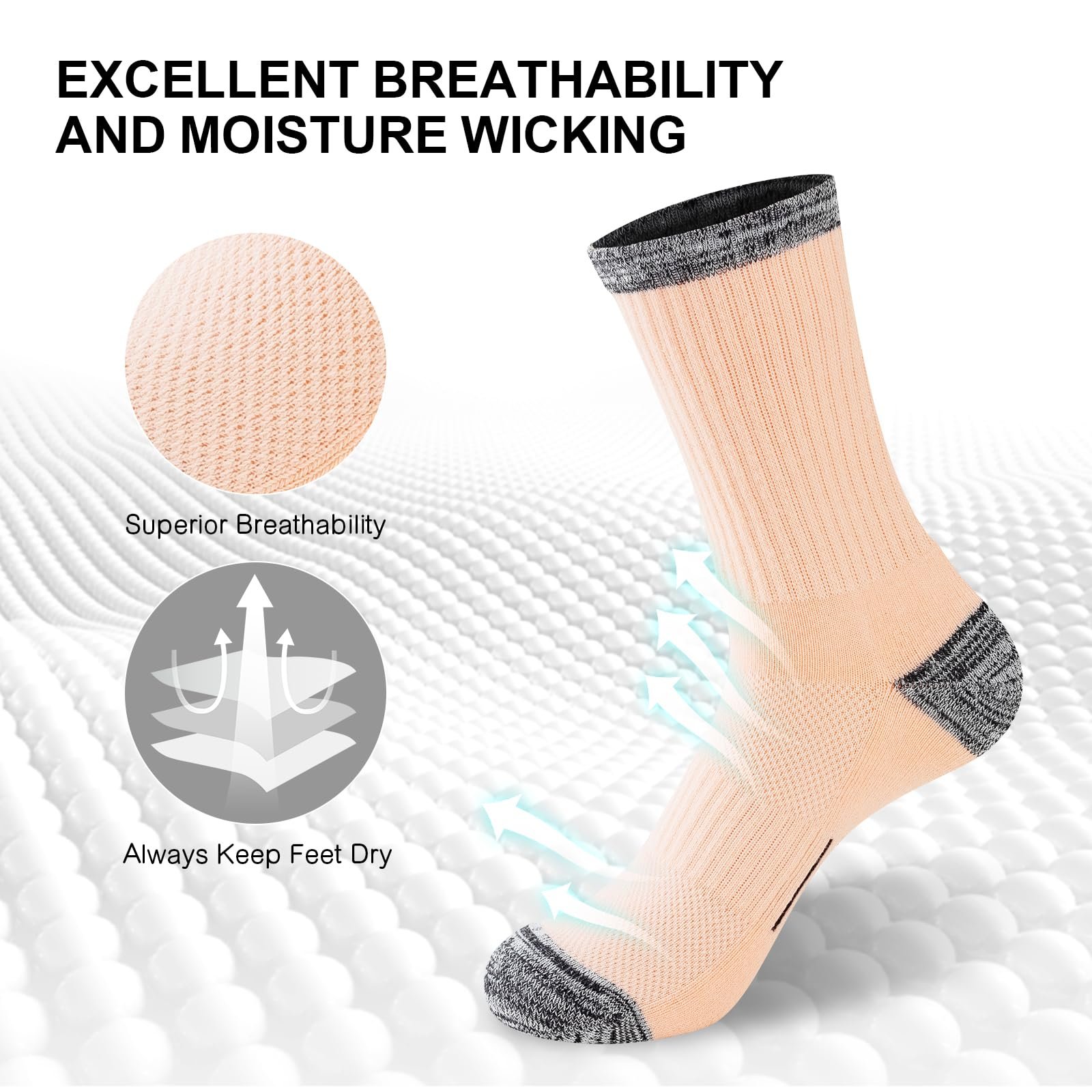 Женские походные носки, 39-42, 35-38, Женские спортивные носки, дышащие, с мягкой подкладкой, термоноски из хлопка для бега, для активного отдыха, против волдырей, толстые носки, многофункциональные спортивные носки, 6 пар, фото №2