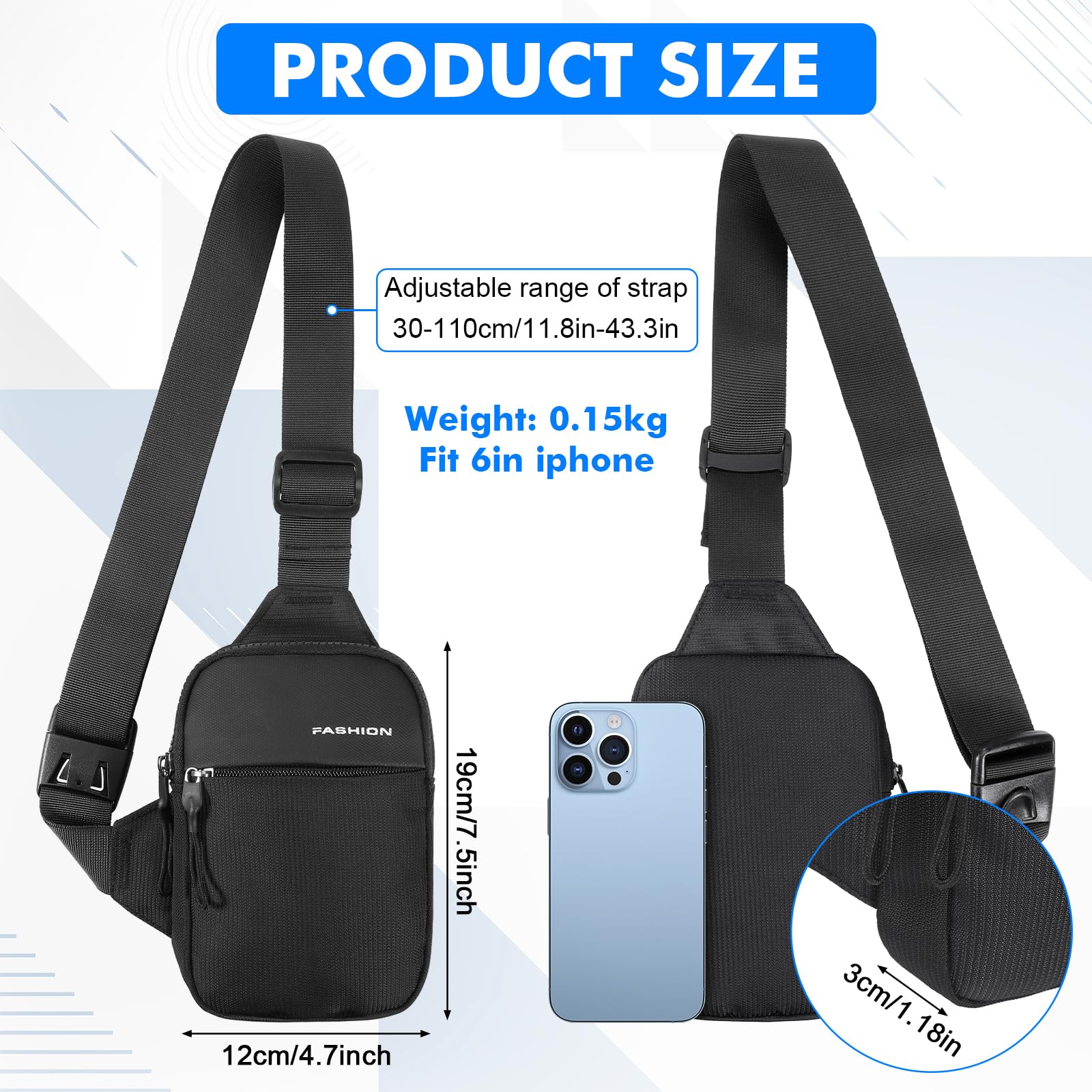 Сумка через плечо Hejo Sling, мужская, водонепроницаемая нагрудная сумка, для мужчин, мальчиков, женщин, для активного отдыха Черный, фото №2