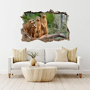 Наклейка на стіну DW000065 Сурикат на гілці 105 x 70 см Коричнева synthetic.ua - Фото 1