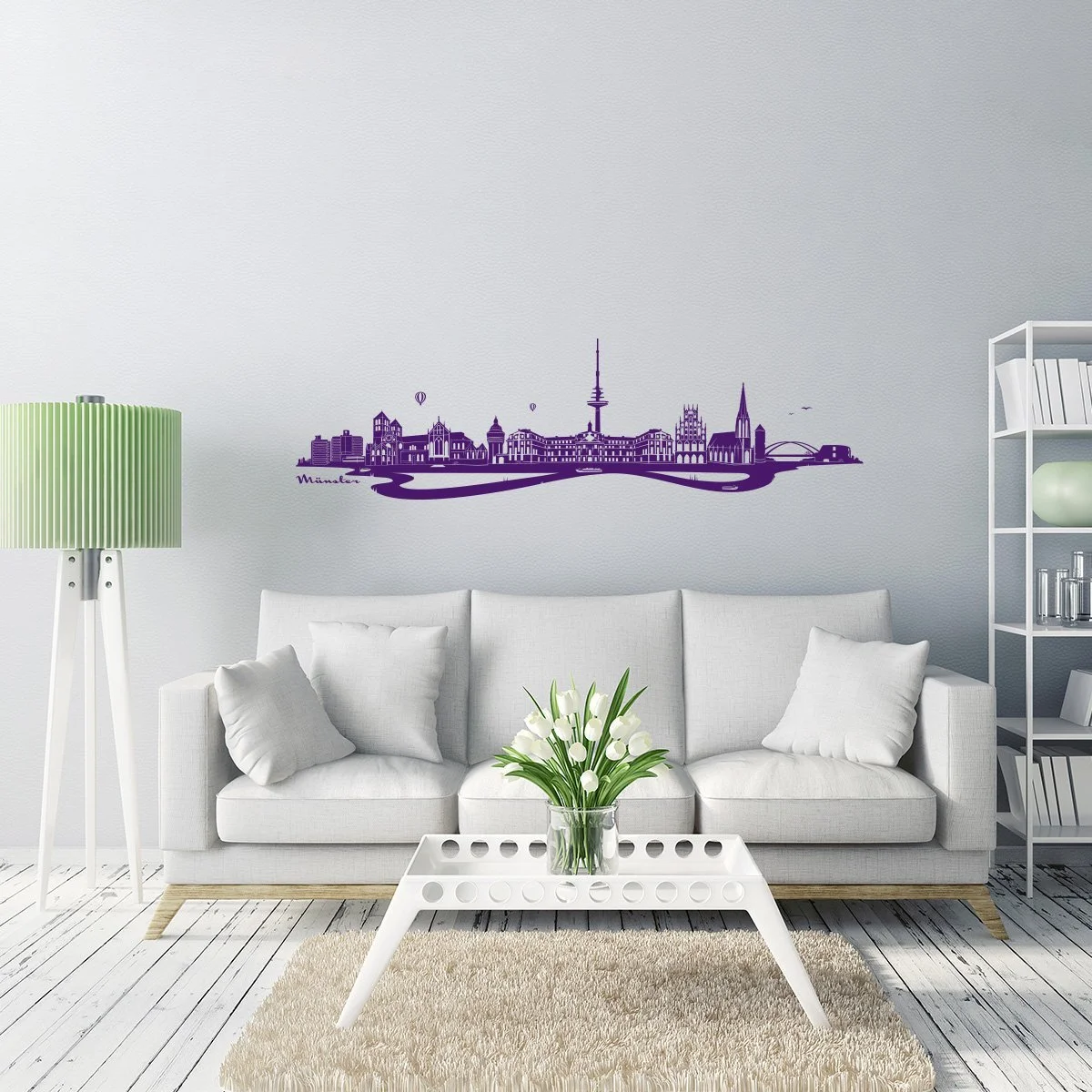 Наклейка на стену Wandkings Skyline Münster (with Flow) 100 x 28 cm Purple, фото №1 Наклейка на стену Wandkings Skyline Münster (with Flow) 100 x 28 cm Purple, фото №1