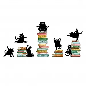 Наклейка на стіну SUPERDANT Yoga Cats Reading Books 80 x 78 см чорна - Фото 1