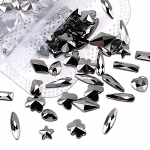Стразы для ногтей смешанной формы 100 штук, стеклянные стразы с плоской задней частью для рукоделия, красно-чёрные - Фото 1