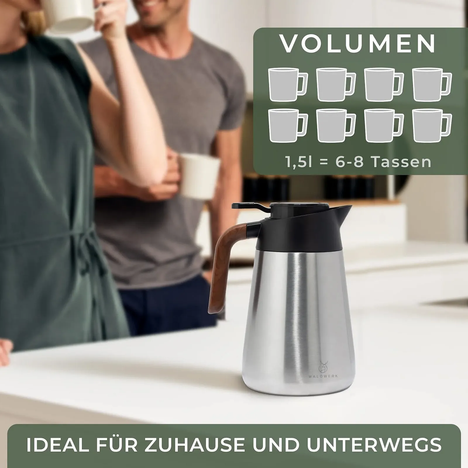 Термос-кавник WALDWERK 1.5 л - Кавник з подвійними стінками з нержавіючої сталі 304, фото №2