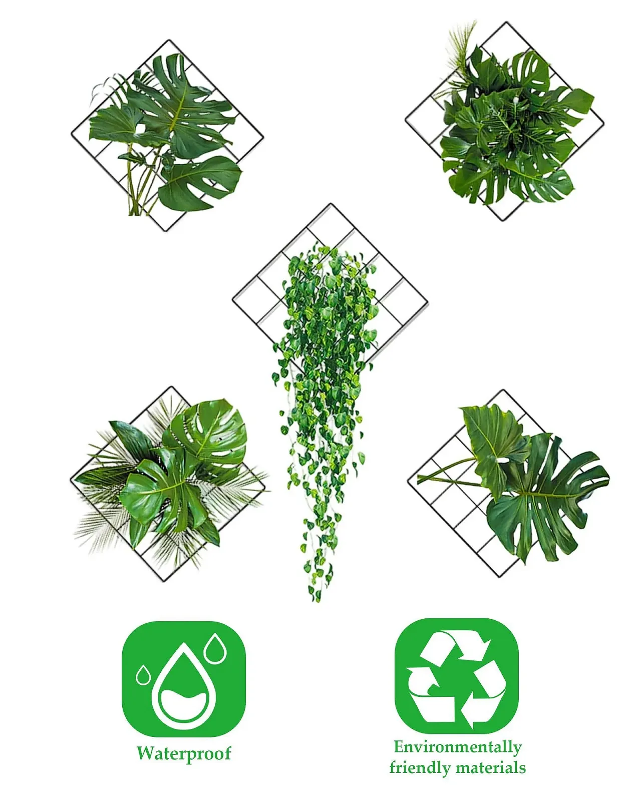 Наклейки на стіну Набір 2 шт. Водостійкі 3D Зелені рослини, фото №5