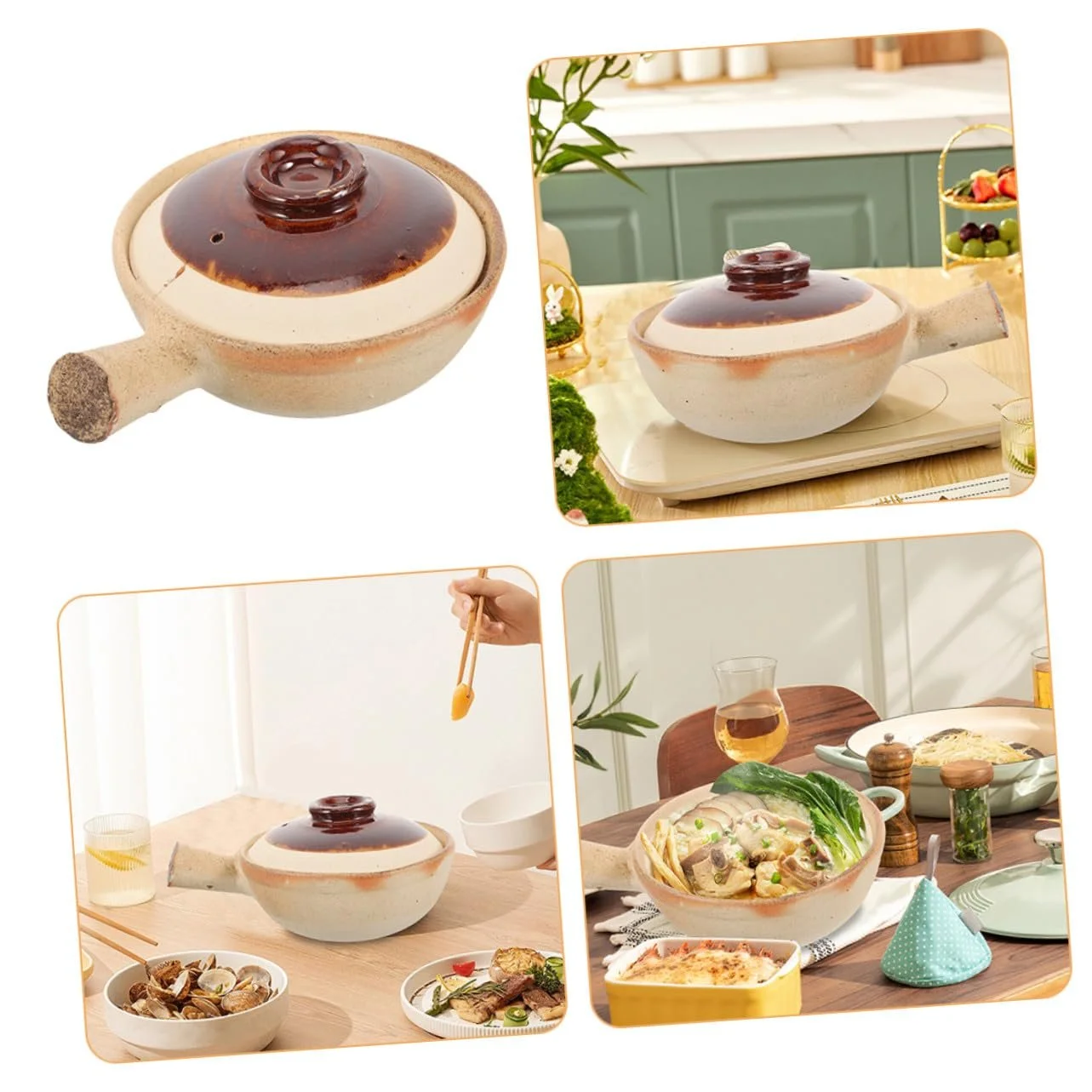 Керамічна каструля Sosoport з кришкою для супів та тушкування, фото №6