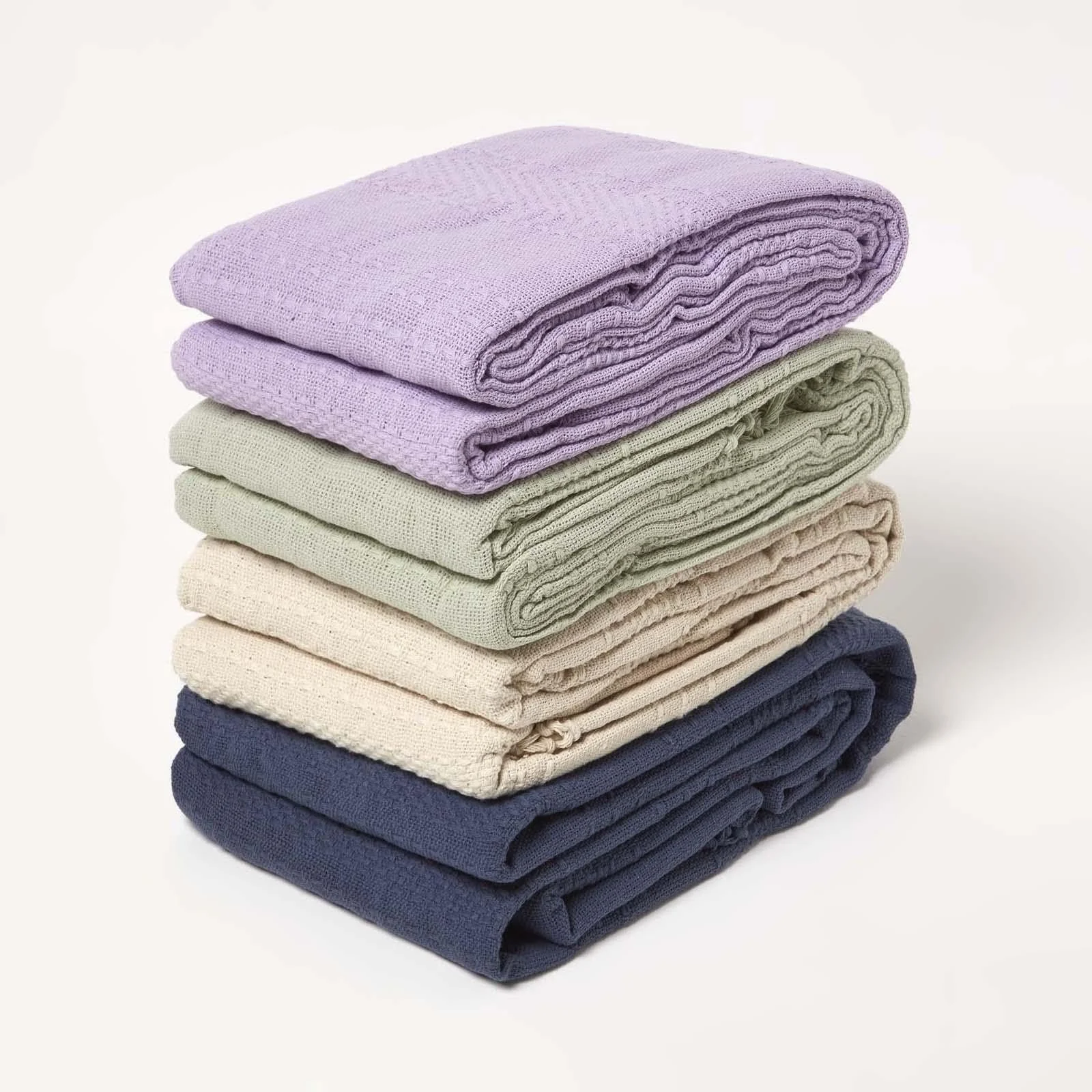 Покривало Homescapes Kashi 225 x 255 см, великий бавовняний плед з бахромою, накидка на диван або ліжко, синій, фото №6