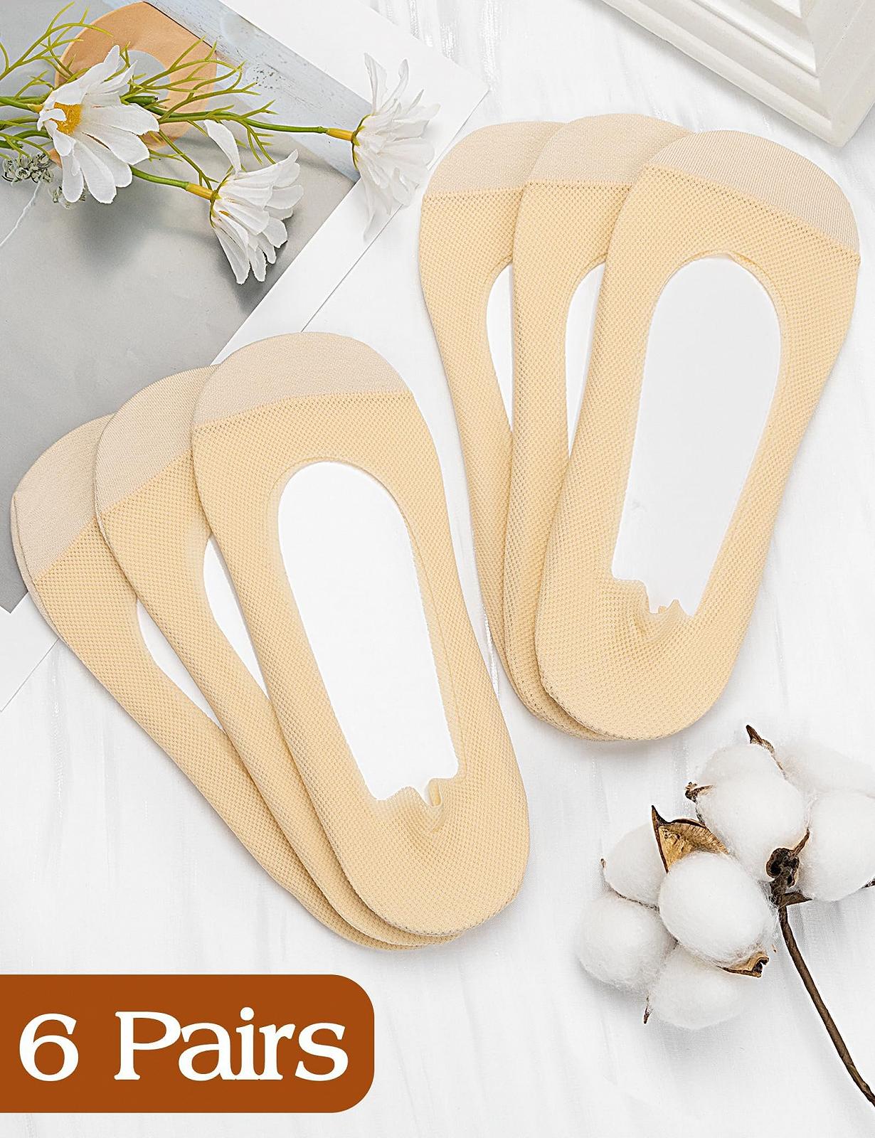 Носки Becellen, 6 пар, хлопковые, дышащие, невидимые носки для балеток, женские летние нескользящие носки, размер 34-38, фото №7