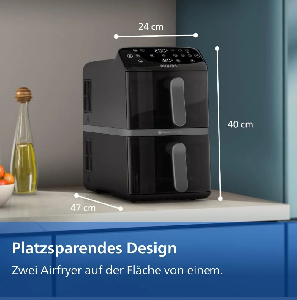 Мультипіч Philips 4000 Series Stacked Dual Basket NA460/00 10 л RapidAir PFAS-Free, фото №6 Мультипіч Philips 4000 Series Stacked Dual Basket NA460/00 10 л RapidAir PFAS-Free, фото №6