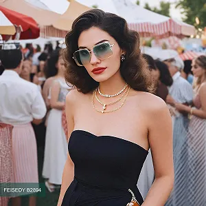 Сонцезахисні окуляри Квадратні FEISEDY Вінтаж 70-х 80-х Steampunk Великі з металевою оправою B2894 synthetic.ua - Фото 1