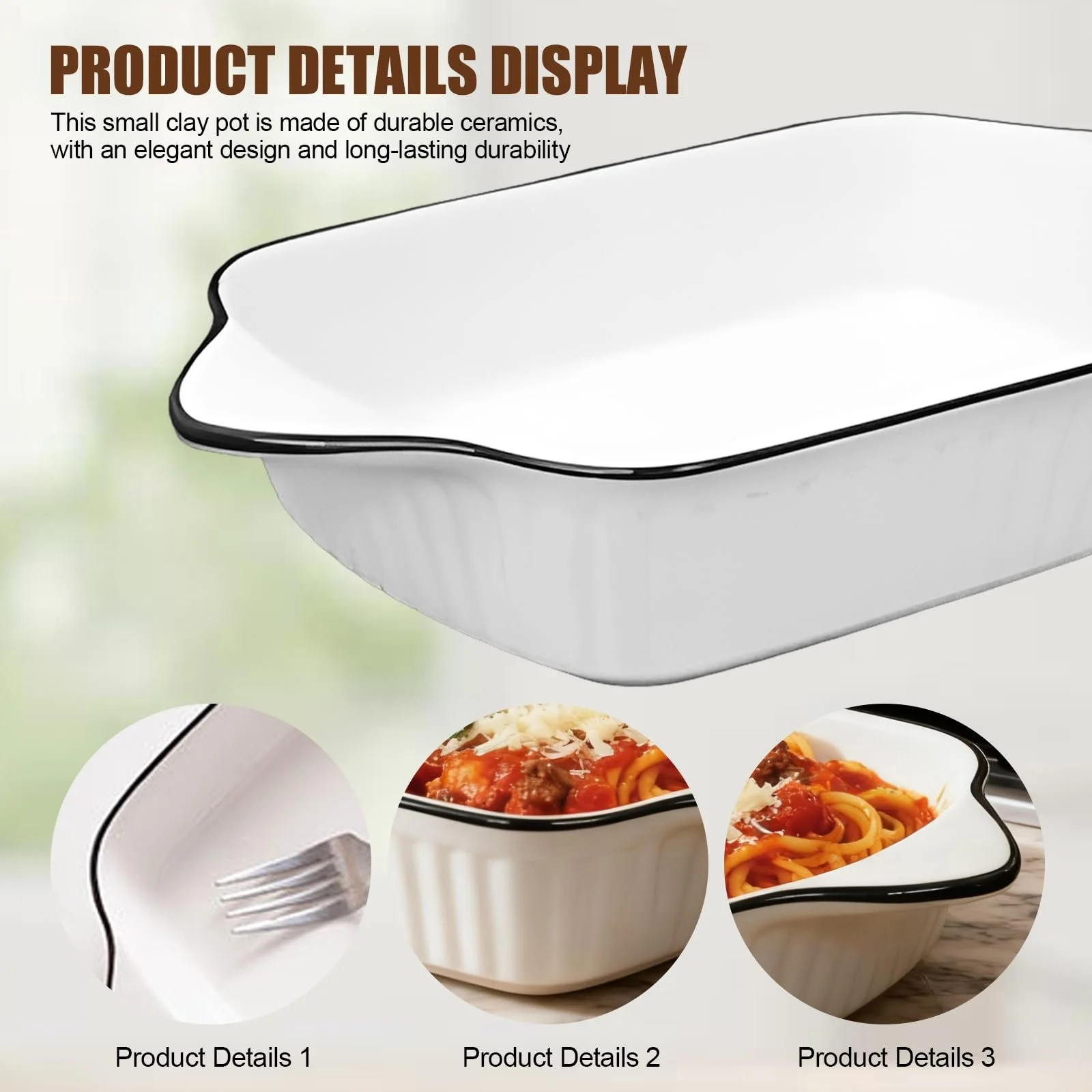 Набор форм для запекания керамических прямоугольных с ручками 1 л 4 шт. 26.5 x 14.7 x 4.6 см, фото №6