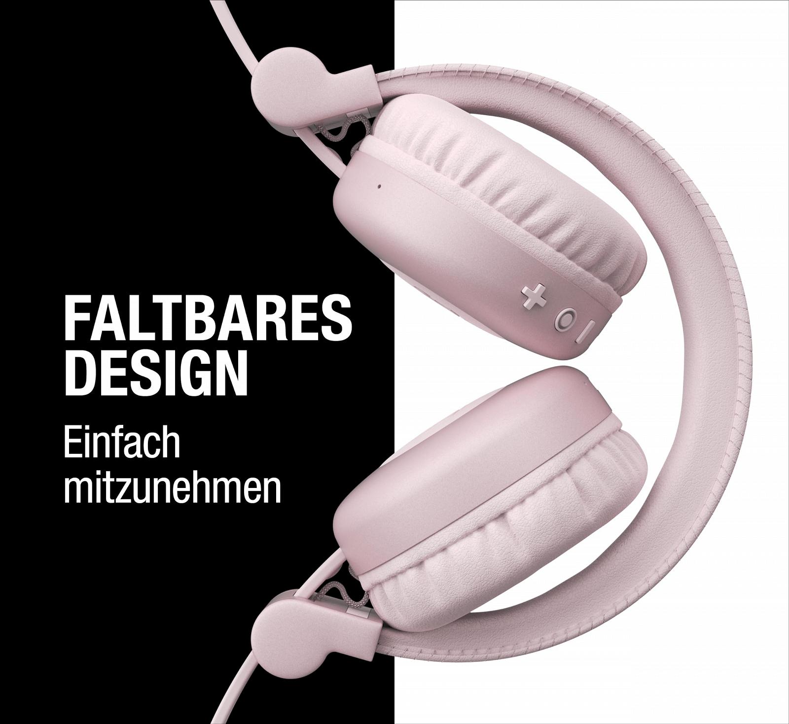 Навушники Fresh 'n Rebel Code Core Bluetooth On-Ear Бездротові 30 Годин Відтворення з Мікрофоном і Голосовим Асистентом, Регулюванням Гучності і Кнопками Відтворення/Пауза, Складні (Smokey Pink), фото №4