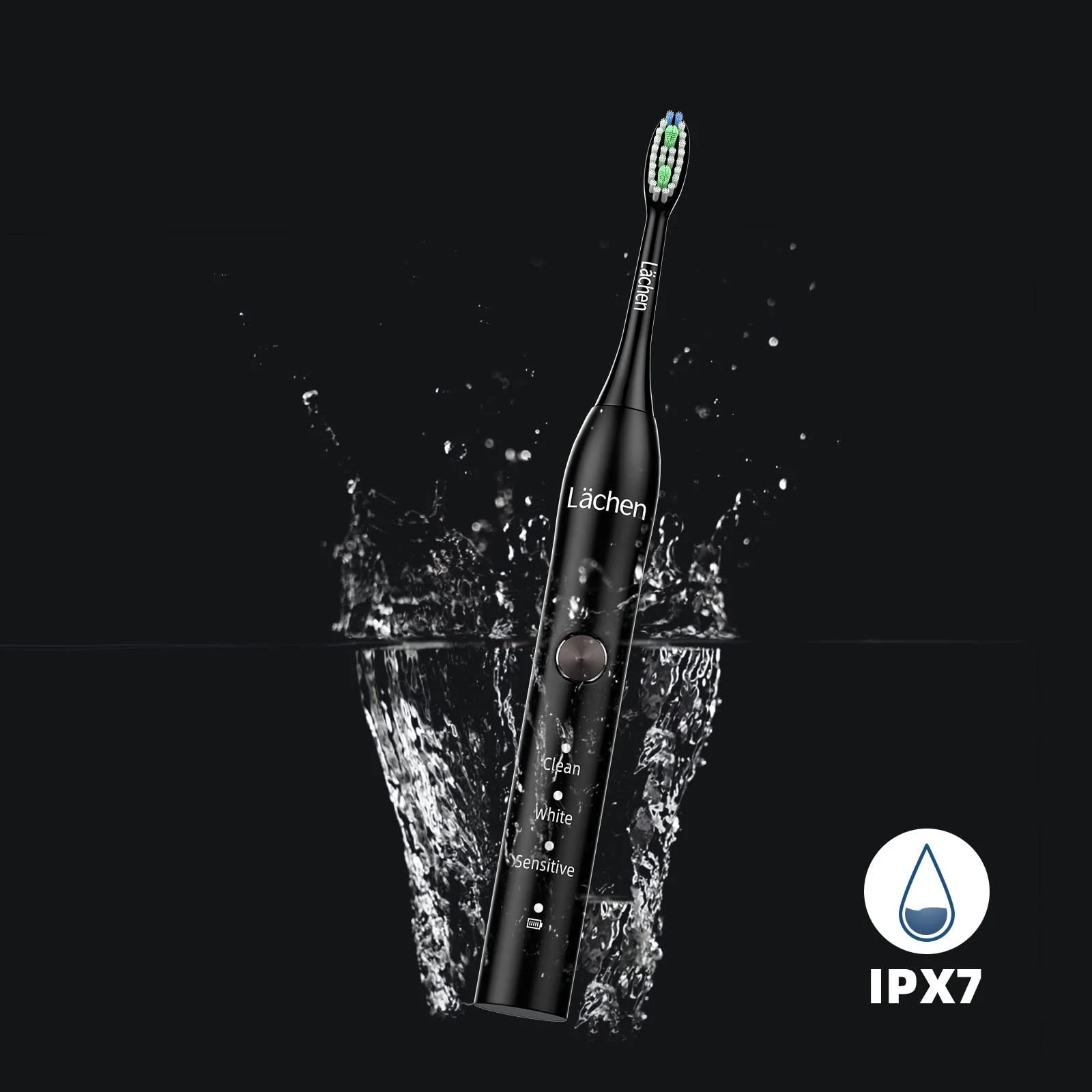 Электрическая звуковая зубная щетка Lächen 3 режима Дорожный футляр Черная, фото №7