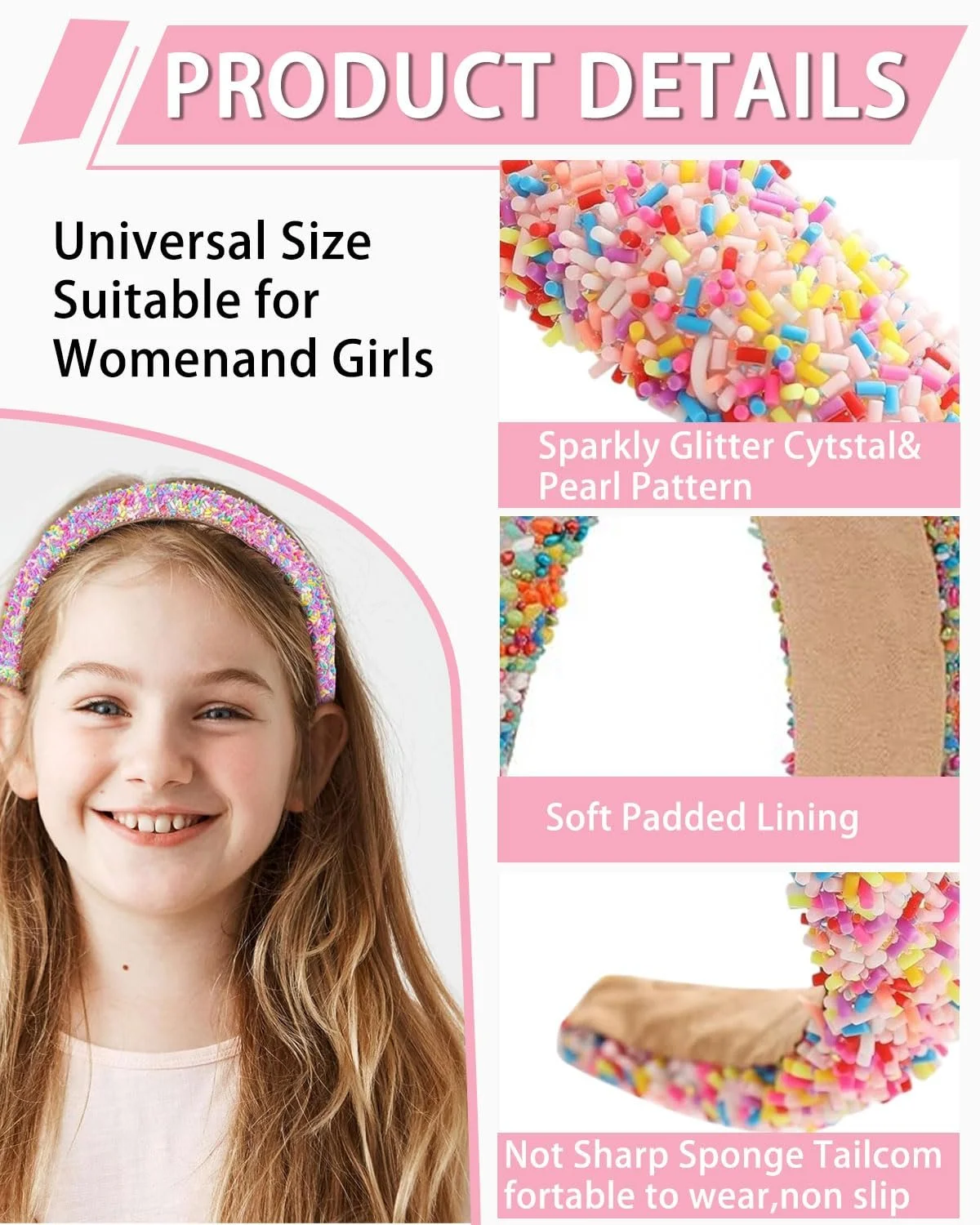 Обруч Широкий Женский Блестящий, фото №3