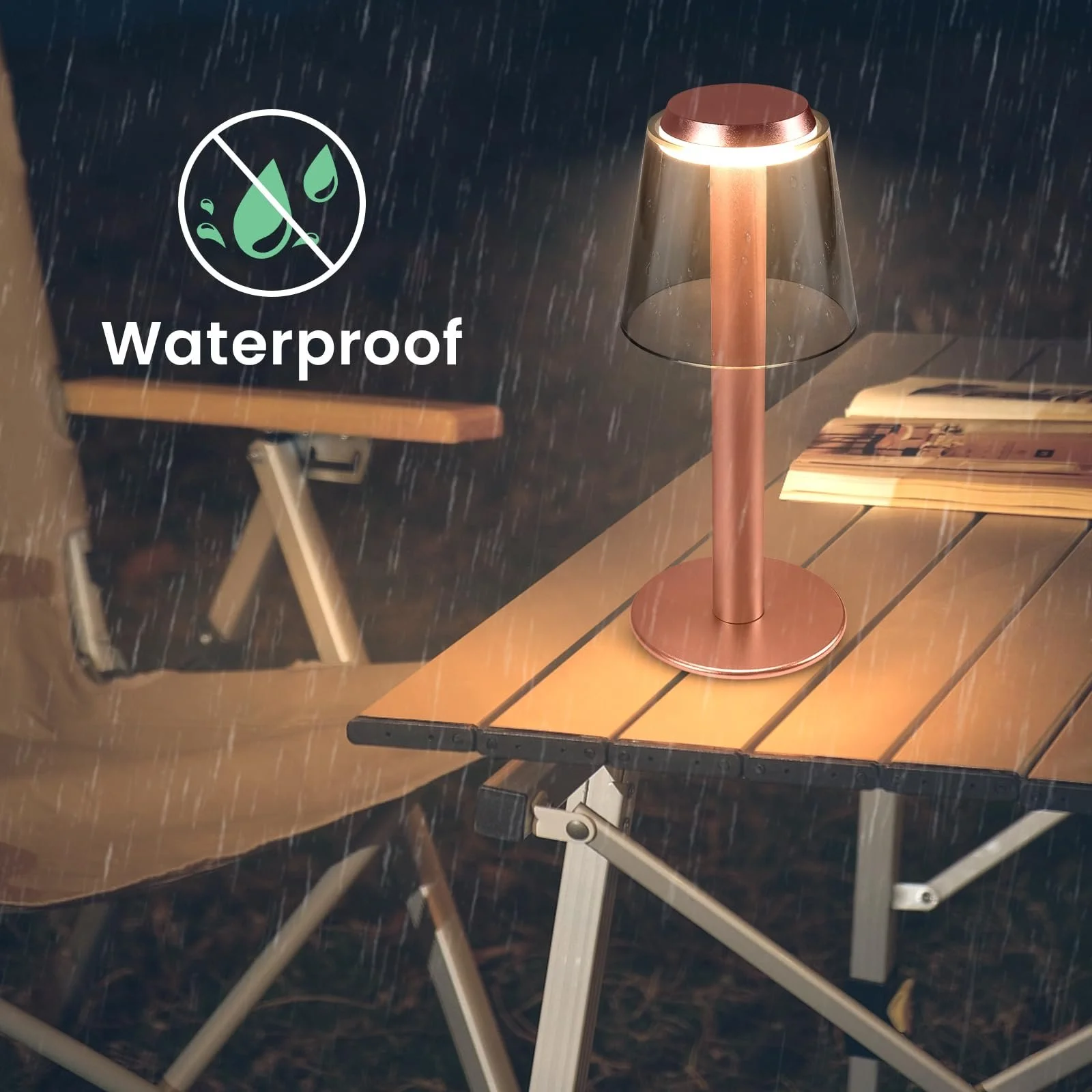 Настільна лампа Wireless сенсорна димована акумуляторна металева 3 рівні яскравості LED, фото №4