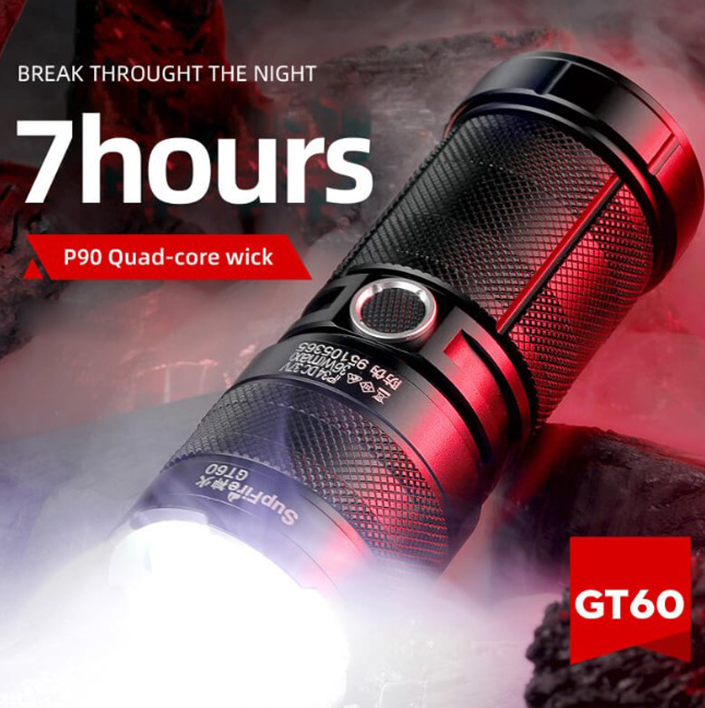 Фонарик ручной аккумуляторный двухсторонний GT60 SuperFire 2600 Lumen IP34, фото №3