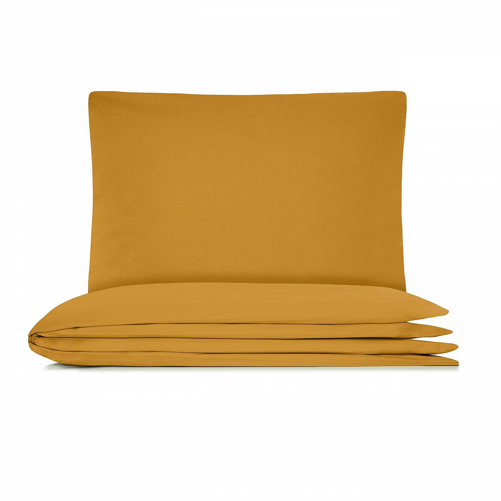 Постільна білизна VelvetHome Deluxe 135 x 200 см, 100% бавовна, з наволочкою 80 x 80 см, гірчичного кольору, фото №5
