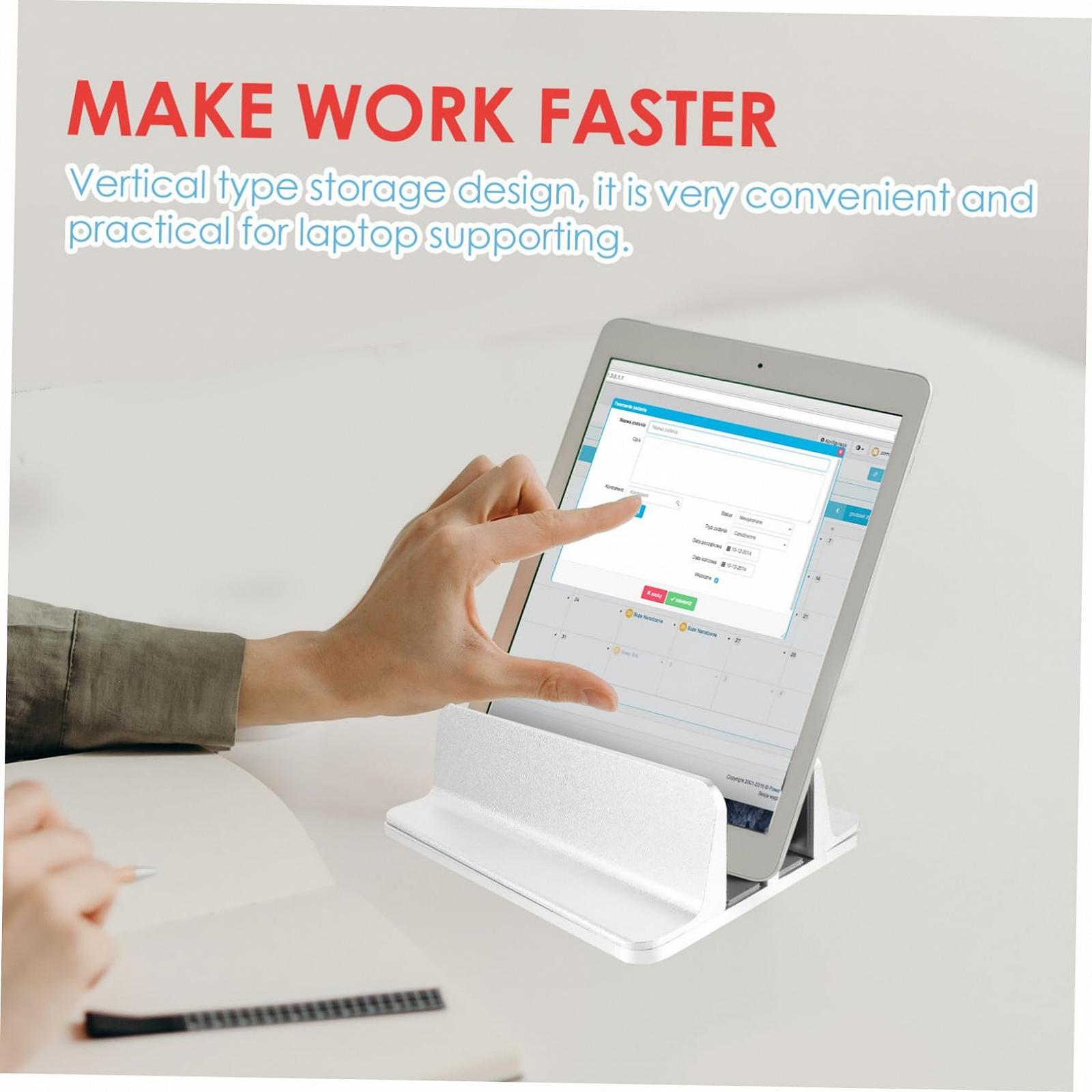 Подставка для ноутбука алюминиевая вертикальная стабильная для экономии места серебристая, фото №3 Подставка для ноутбука алюминиевая вертикальная стабильная для экономии места серебристая, фото №3