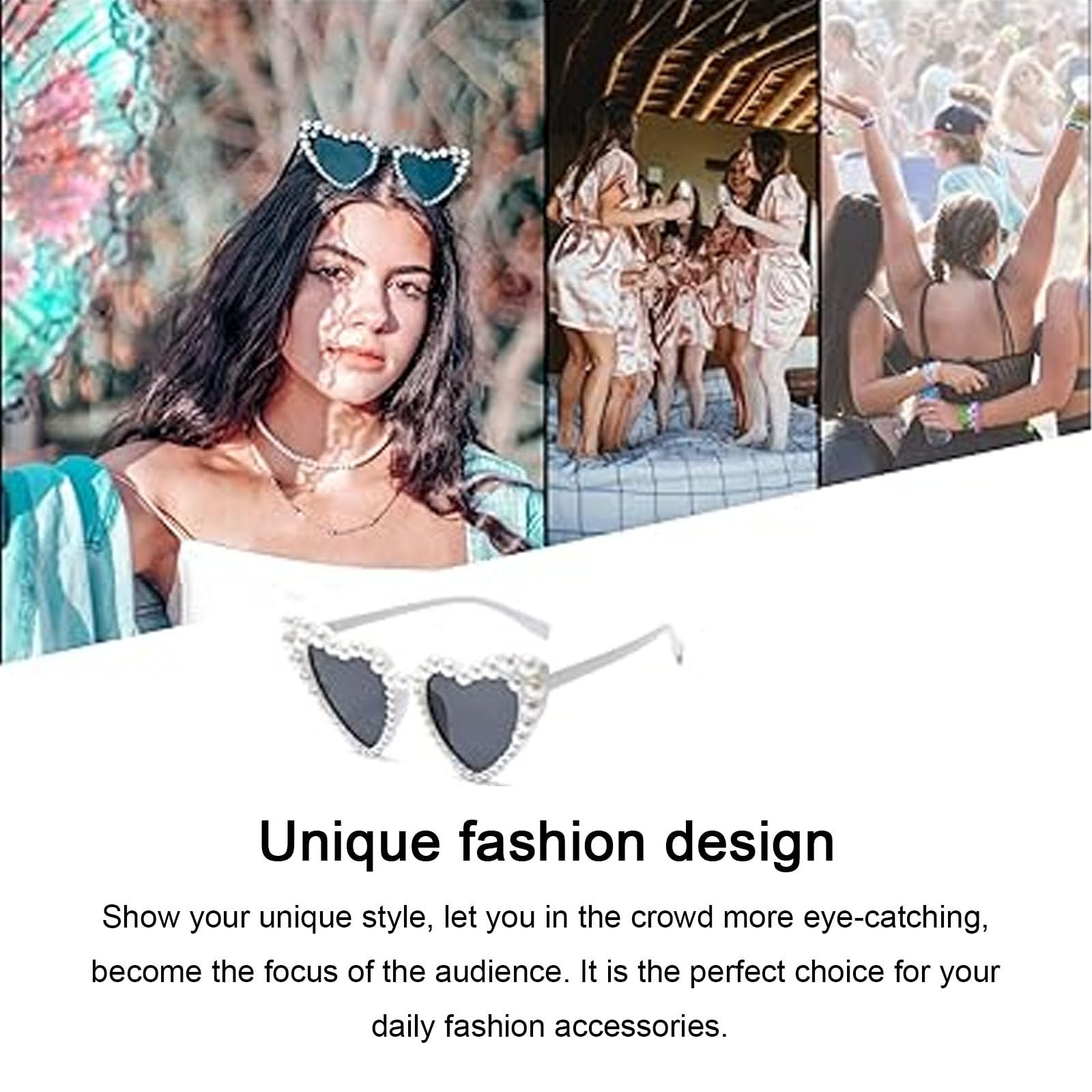 Сонцезахисні окуляри Форма Серця MUNSKT Вінтаж Fashoin Cat Eye Перли UV400 Білий, фото №7 Сонцезахисні окуляри Форма Серця MUNSKT Вінтаж Fashoin Cat Eye Перли UV400 Білий, фото №7