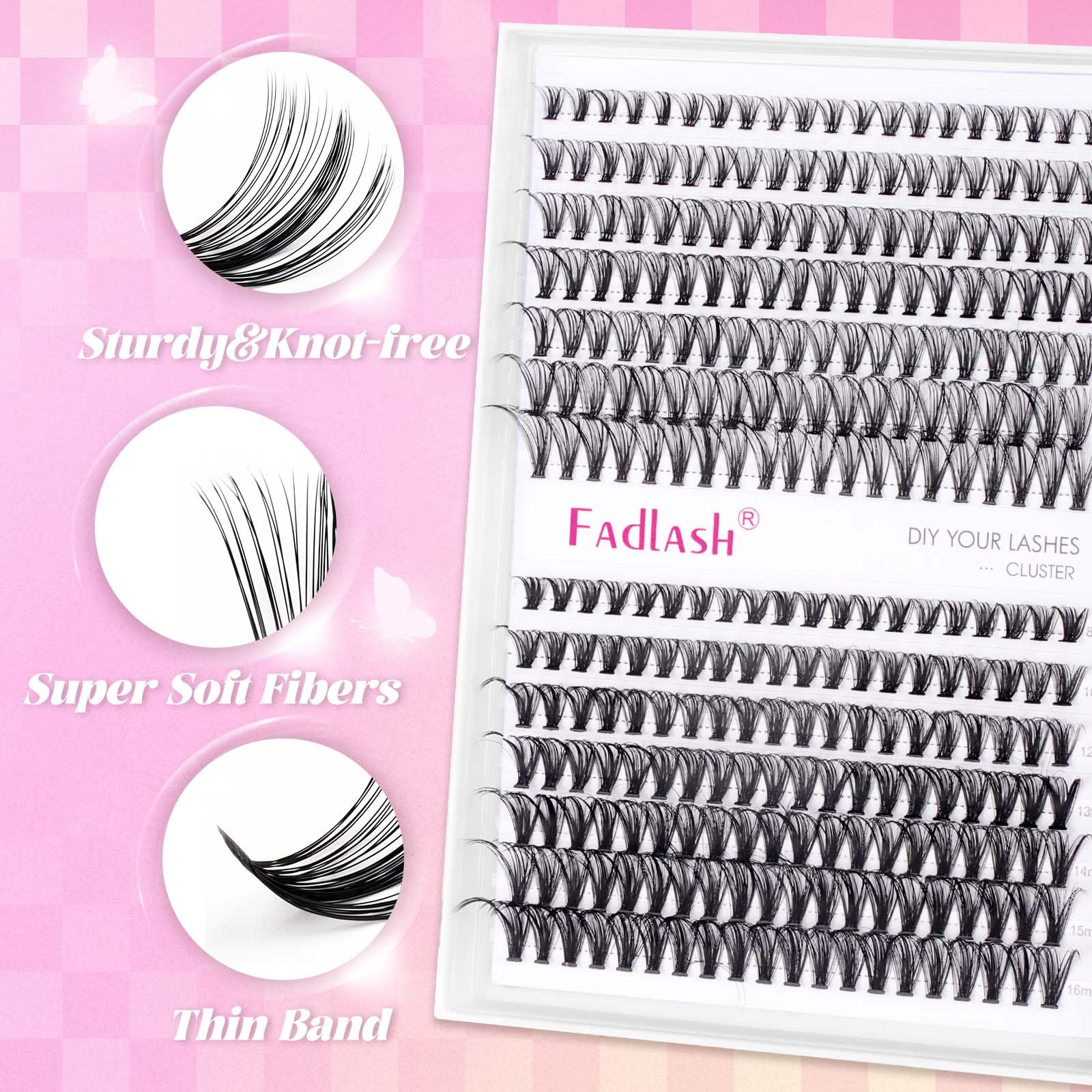 Набір FADLASH DIY Екстеншени для вій 240 Шт. 30D + 40D-0.07D-8-16 (Аплікатор для наклеювання та запечатування вій індивідуальний), фото №5