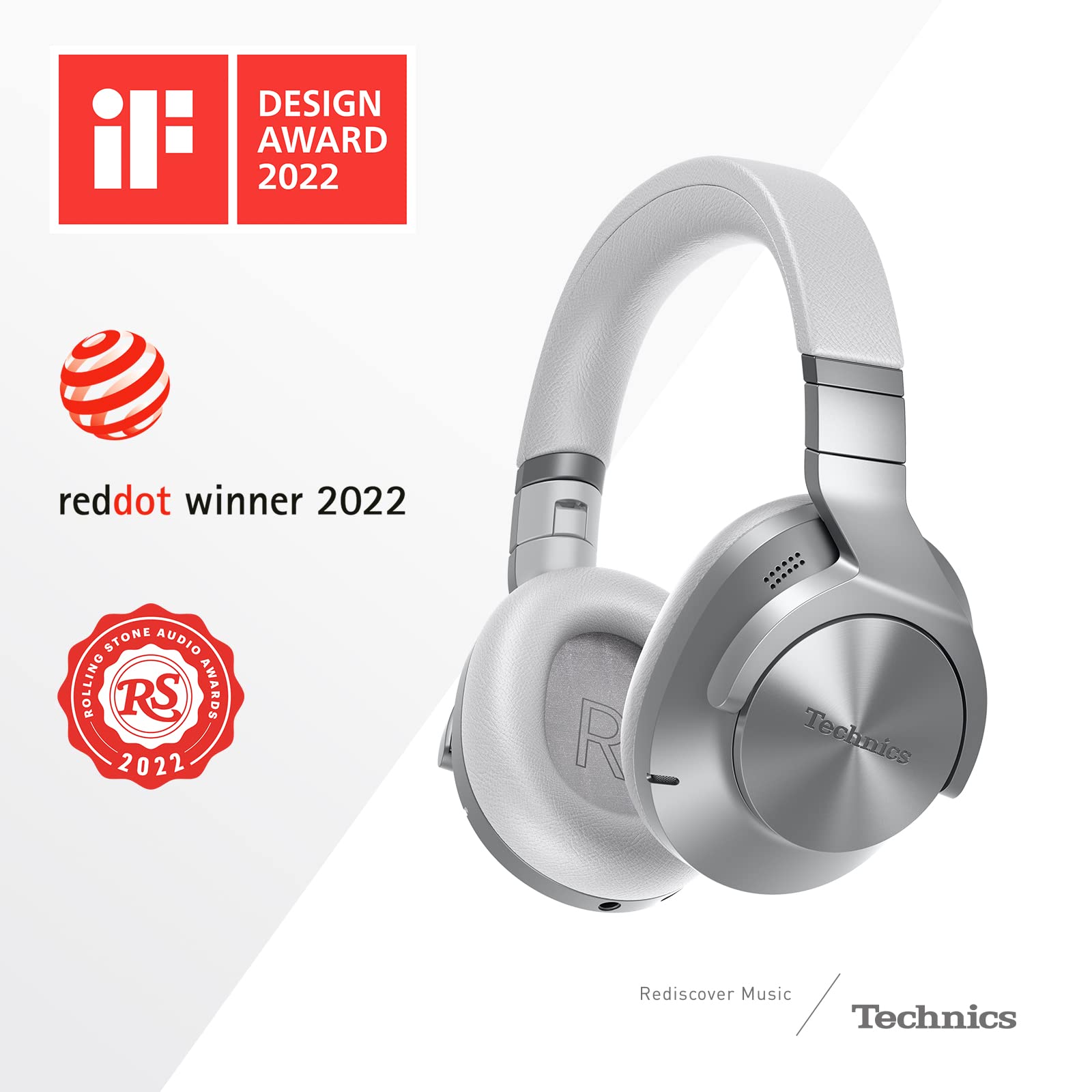 Навушники Technics EAH-A800E-S Bluetooth Over-Ear з шумозаглушенням, мікрофоном, легким підключенням, складні, срібні, фото №2