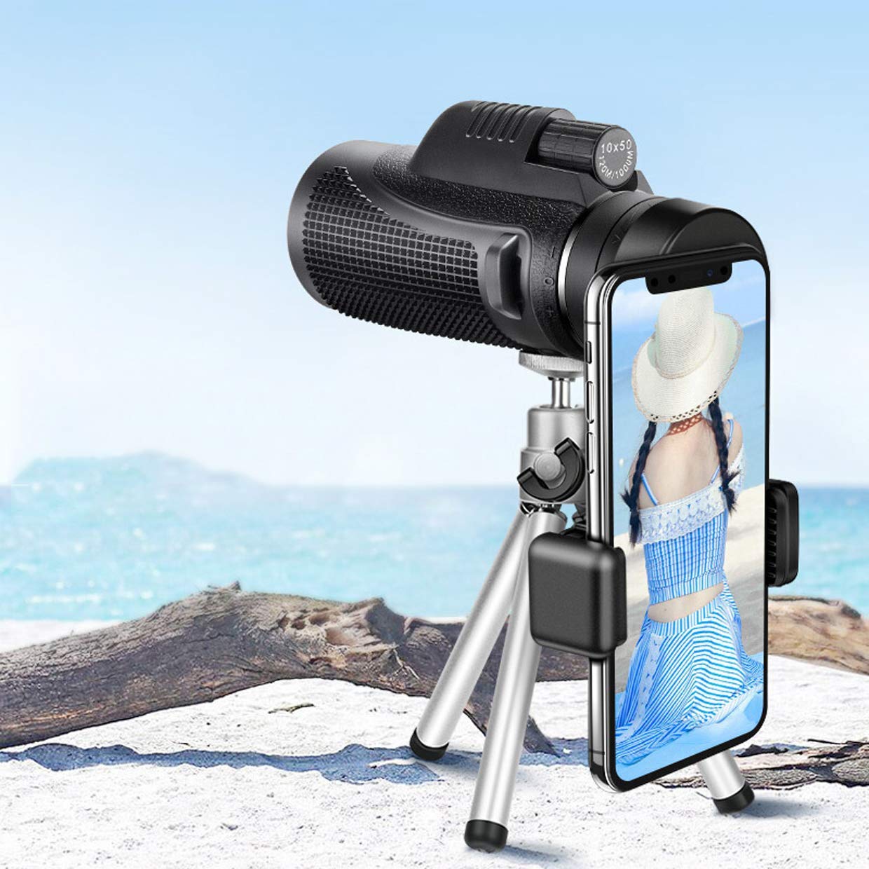 Монокуляр Spacmirrors 10x50 Телескоп с Дальномером Водонепроницаемый - Призма BAK4 с Многослойными Покрытыми Линзами для Мобильного Телефона для Наблюдения за Птицами Охота Поход Лагерь, фото №3 Монокуляр Spacmirrors 10x50 Телескоп с Дальномером Водонепроницаемый - Призма BAK4 с Многослойными Покрытыми Линзами для Мобильного Телефона для Наблюдения за Птицами Охота Поход Лагерь, фото №3