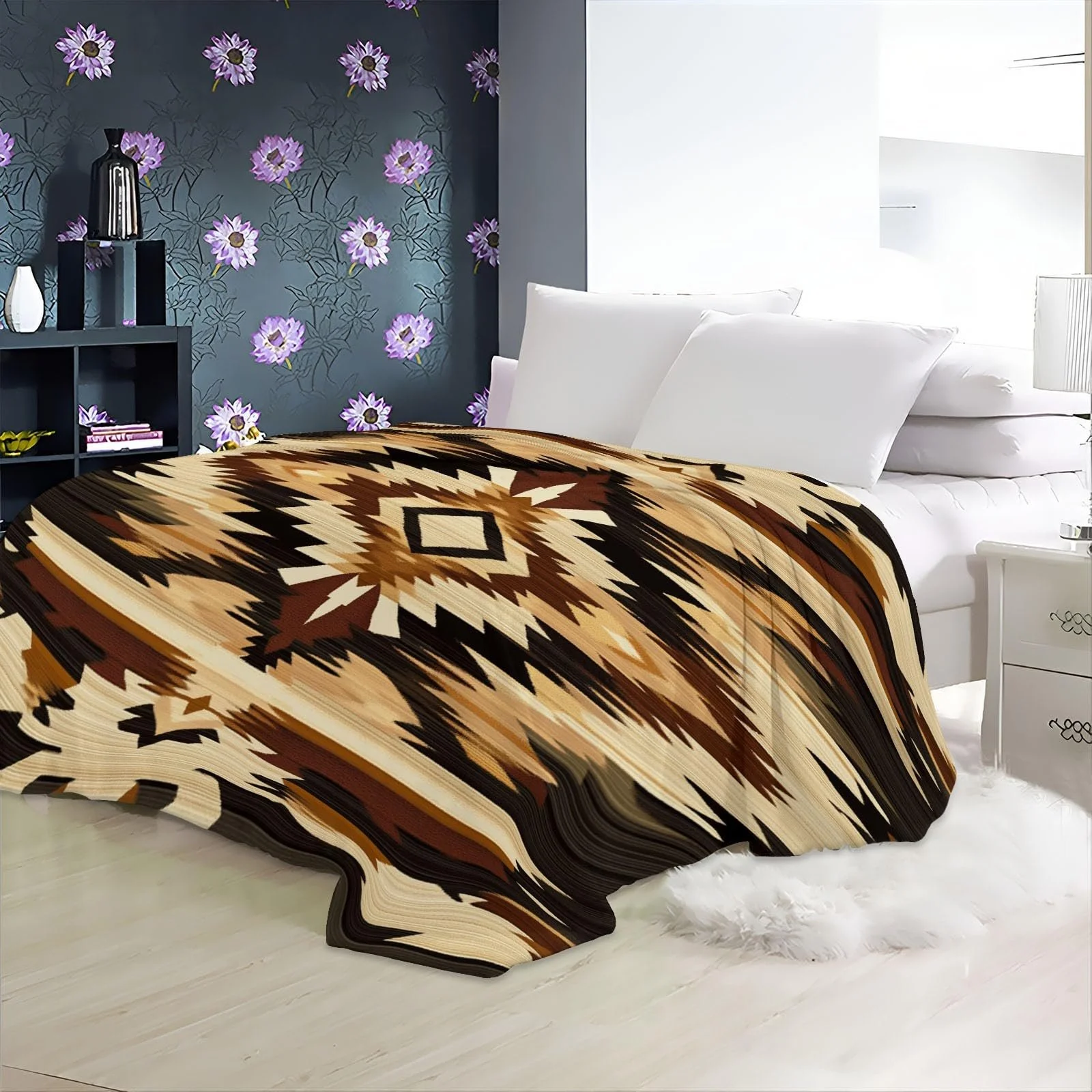 Покривало Фланелева М'яка, Ретро Килим, Текстура, Brown Yellow, 220 x 240 см, фото №6