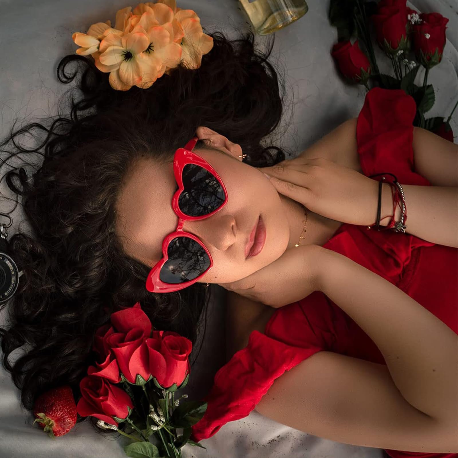 Сонцезахисні окуляри Серце Червоний, набір 6 штук, фото №3