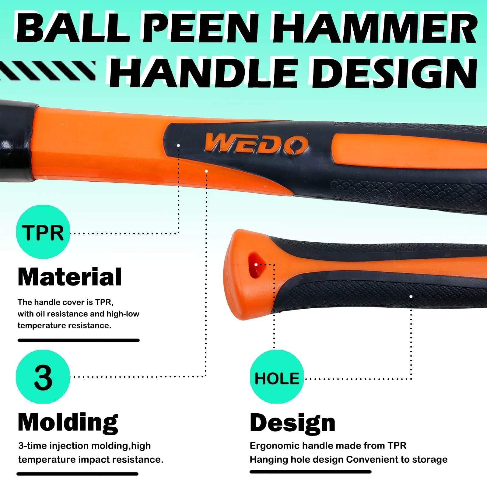 Молоток инженерный WEDO Ball Hammer 1125 g Carbon Steel 340 mm, фото №4