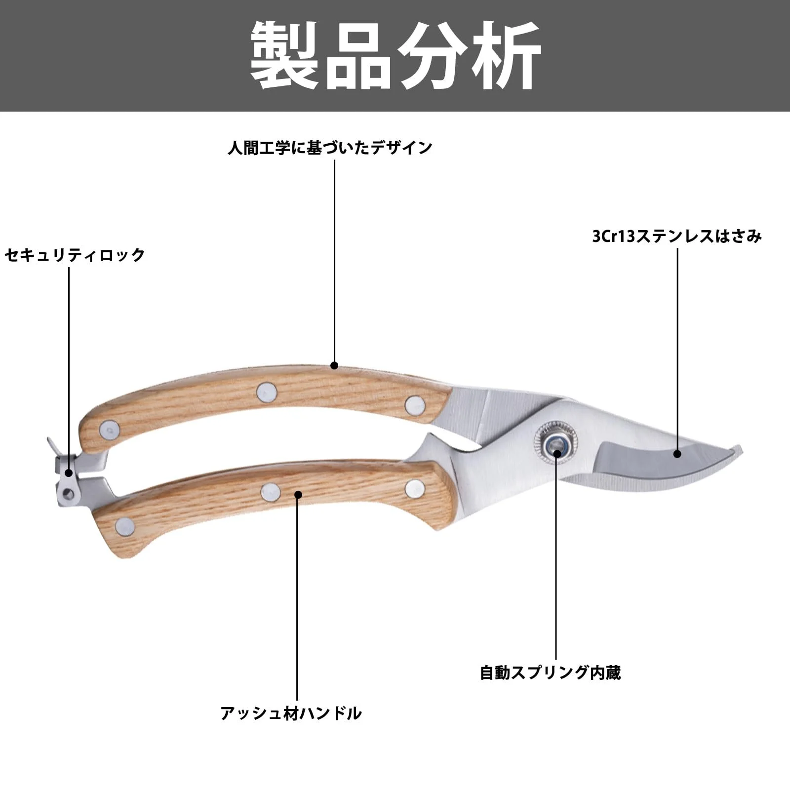 Секатор ZoRoll Bypass Ergonomic Steel 188.2 г (M) Колір дерева, фото №2