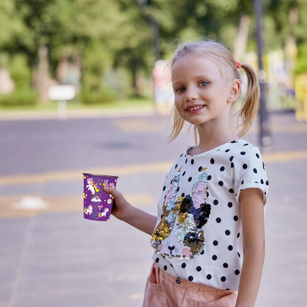 Чашка з нержавіючої сталі для дітей 350 мл, Набір з 4 дитячих чашок для хлопчиків і дівчаток, фото №7