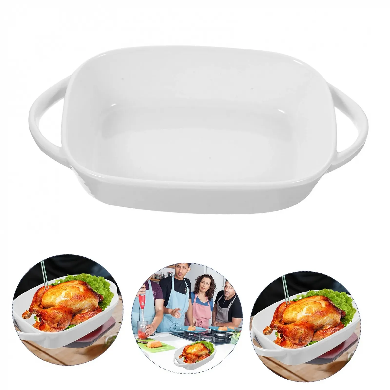 Форма для випікання Ciieeo Керамічна з подвійними ручками термостійка для мікрохвильової печі та духовки, фото №6