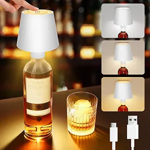 Настільна лампа-насадка на пляшку LED USB Акумуляторна 5200 мАг Сенсорна 3 температури Біла - Фото 1