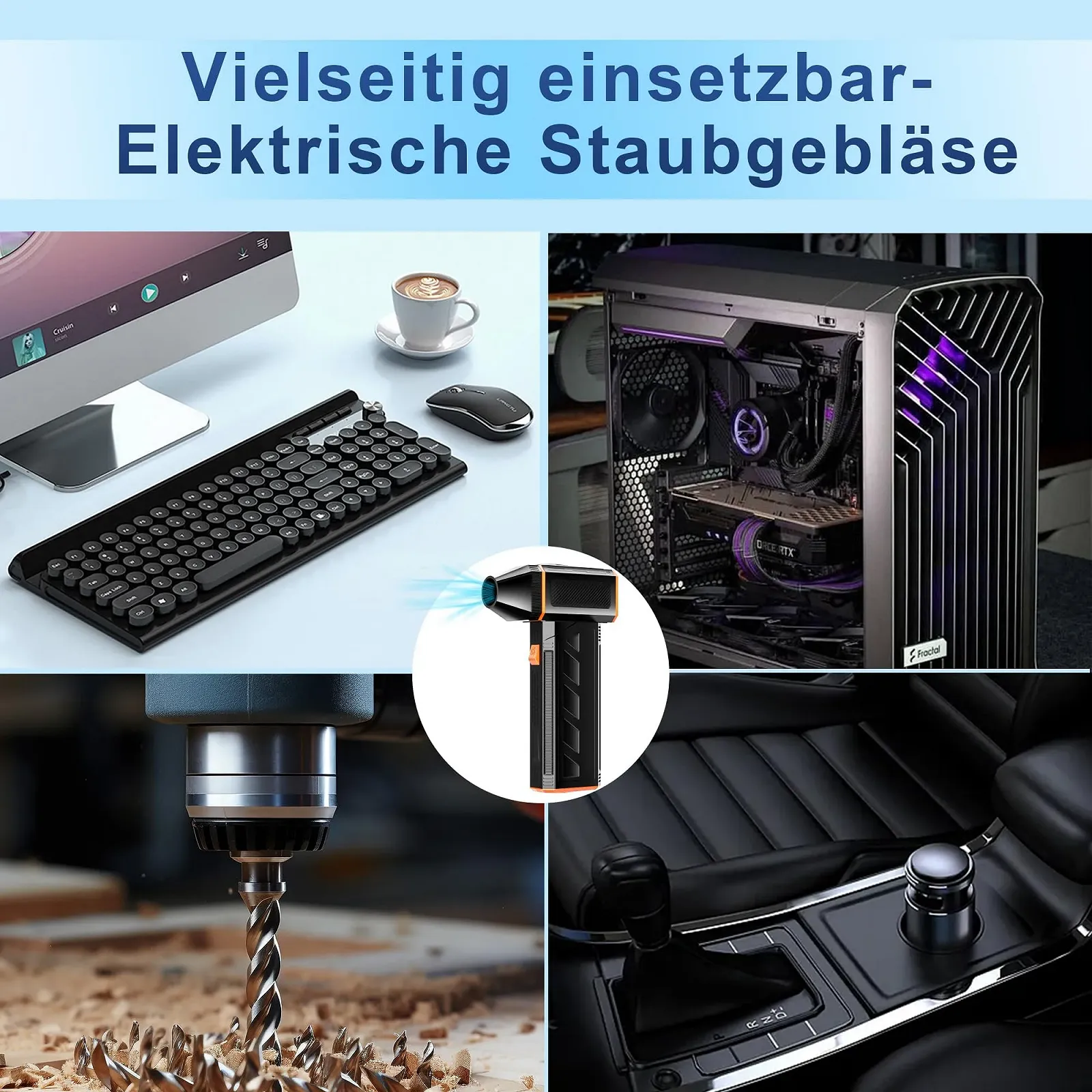 Електричний повітродувка  CCV 3-Speed 130 000 RPM 2500 mAh Type-C Quick Charge, фото №5