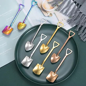 Кофейная Ложка Spade, Набор из 8 Цветных Ложек-Лопаток для Мороженого и Десертов из Нержавеющей Стали, Маленькие Бытовые Ложки, Десертные Ложки, Ложки для Йогурта, Ложки для Молочного Чая synthetic.ua - Фото 1