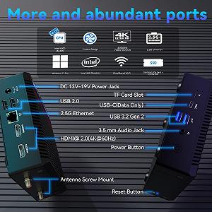 Безвентиляторный ПК MINIX Z100-0dB Intel N100 8GB DDR4 256GB PCIe 3.0x4 SSD Win 11 Pro 4K Dual Display/2.5G LAN/WiFi 6/BT5.2/Автозапуск - Фото 1