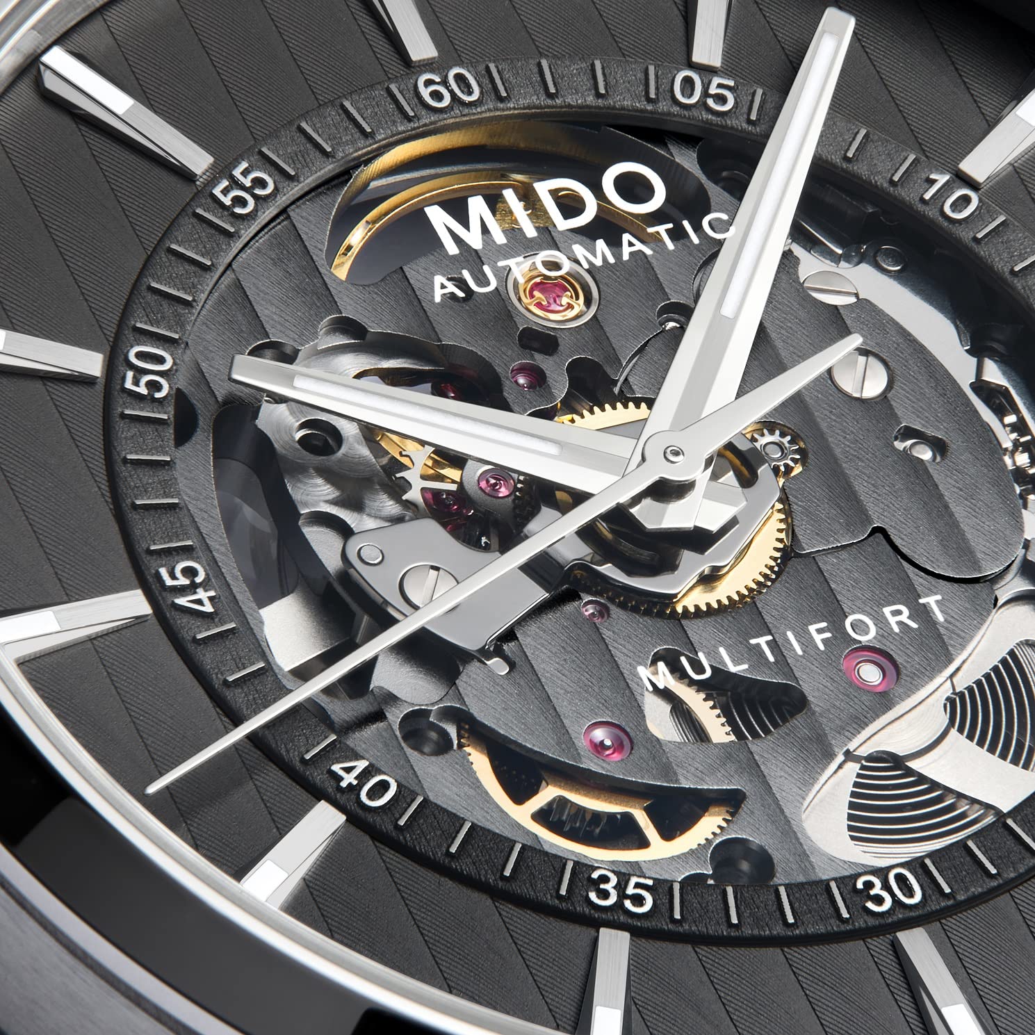 Годинник Mido Multifort Skeleton Vertigo M038.436.11.061.00 Чоловічий Автоматичний Сріблястий / чорний Браслет, фото №5