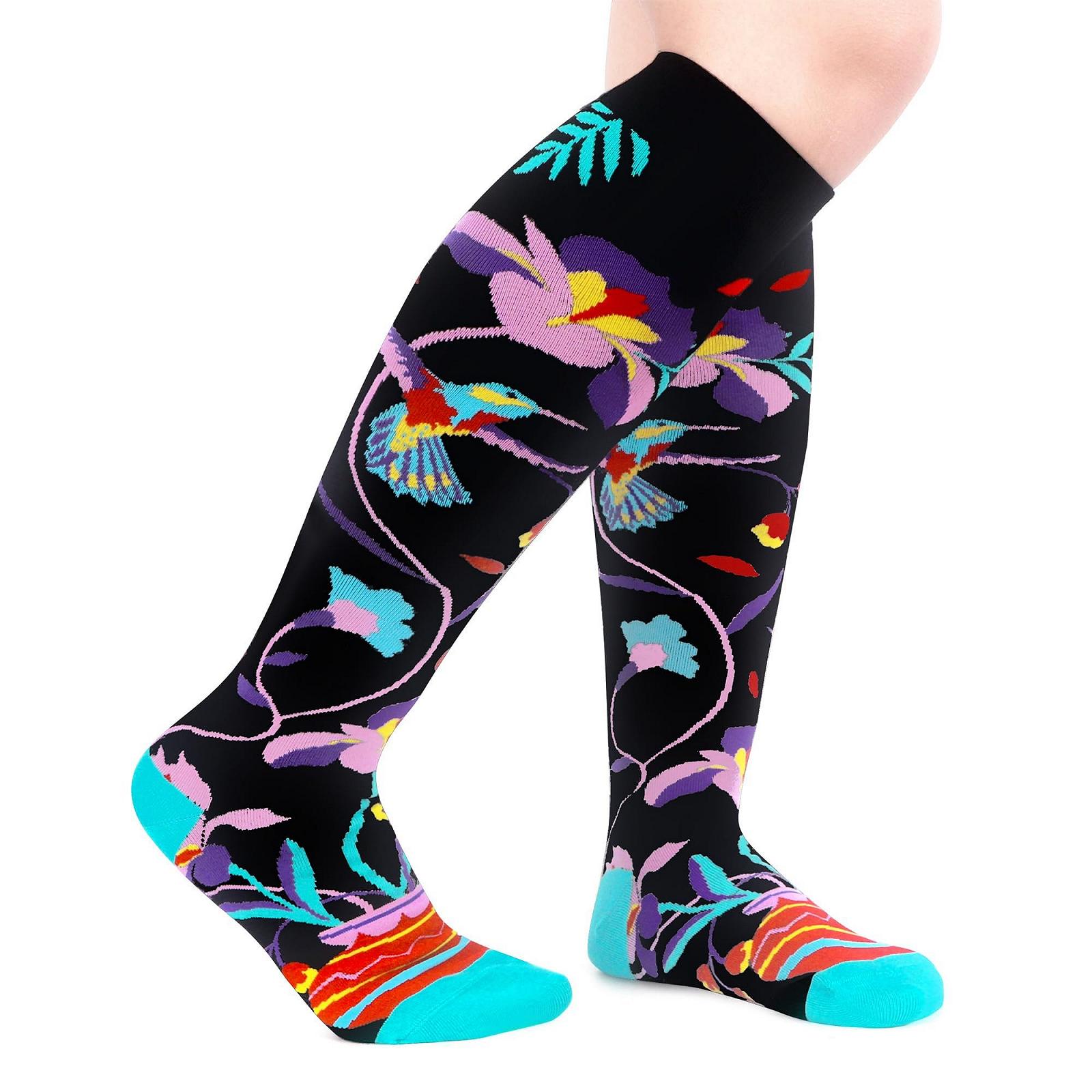 Гольфы женские MAKABO с красочным узором, 3 пары, длинные разноцветные носки, размер 35-38, 39-42, фото №5